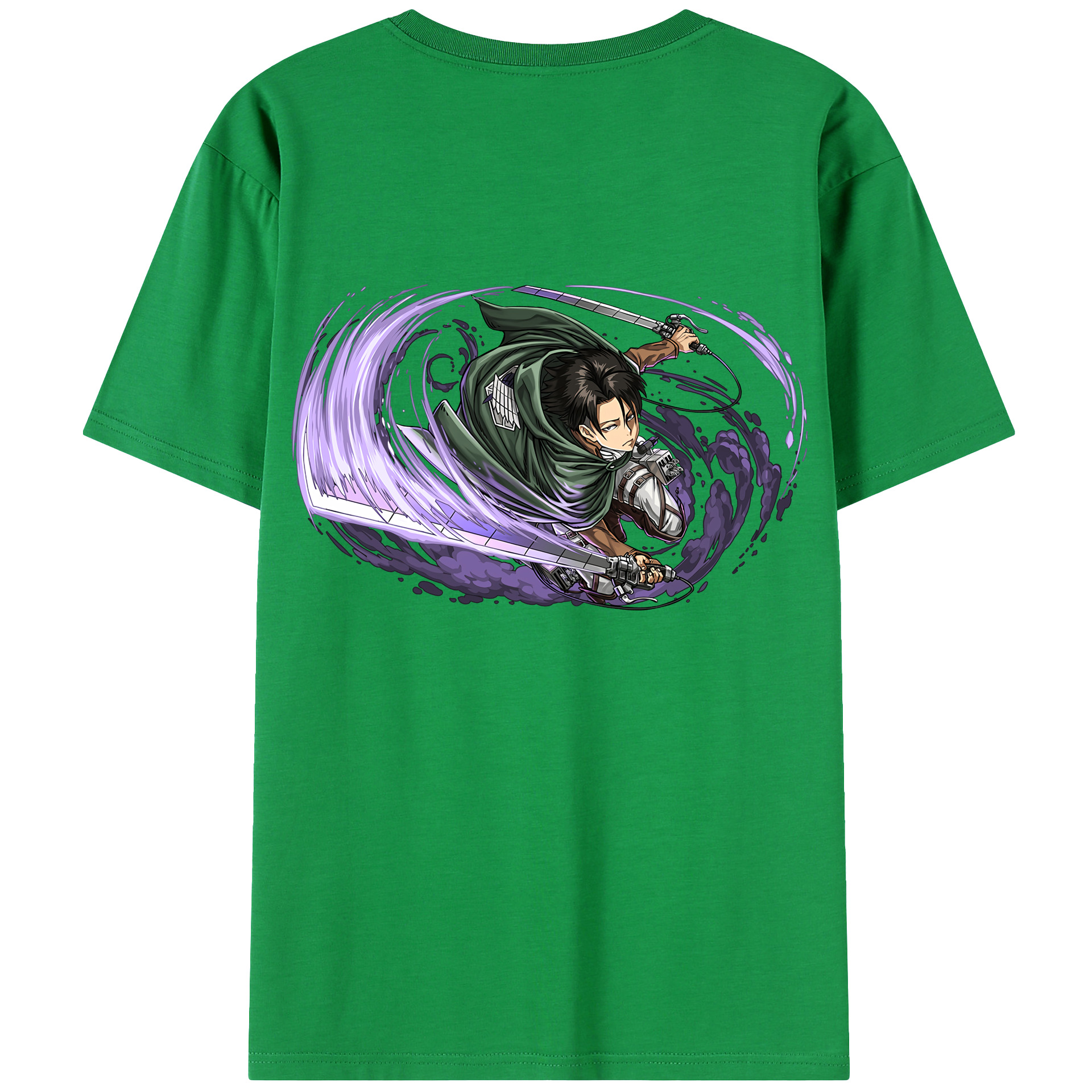 （画像用） 進撃の巨人 リヴァイ·アッカーマン Attack on Titan Levi Ackerman 綿100％ メンズ半袖Tシャツ（バックプリント） 通気性