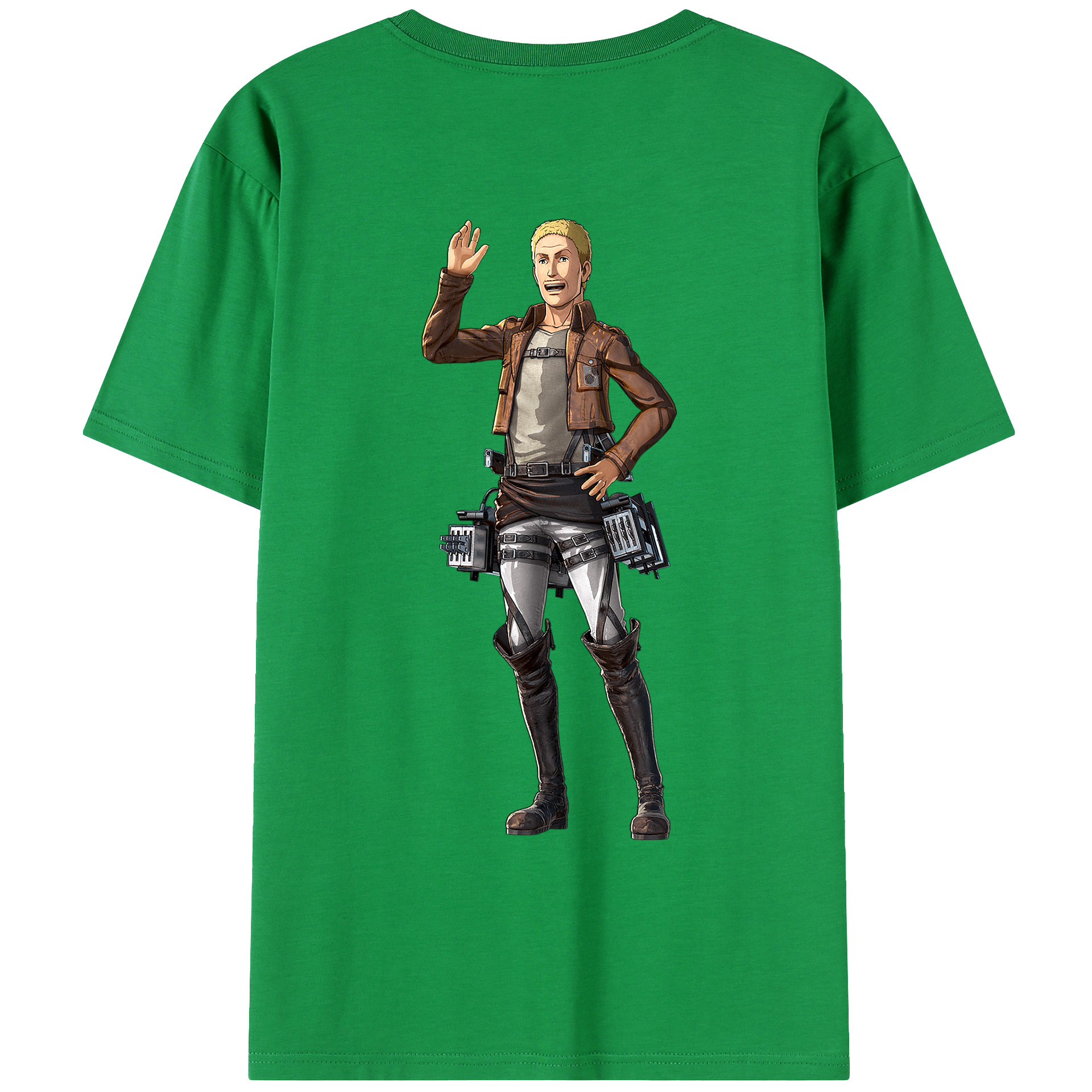 （画像用） 進撃の巨人 ハンネス Attack on Titan Hannes 綿100％ メンズ半袖Tシャツ（バックプリント） 通気性