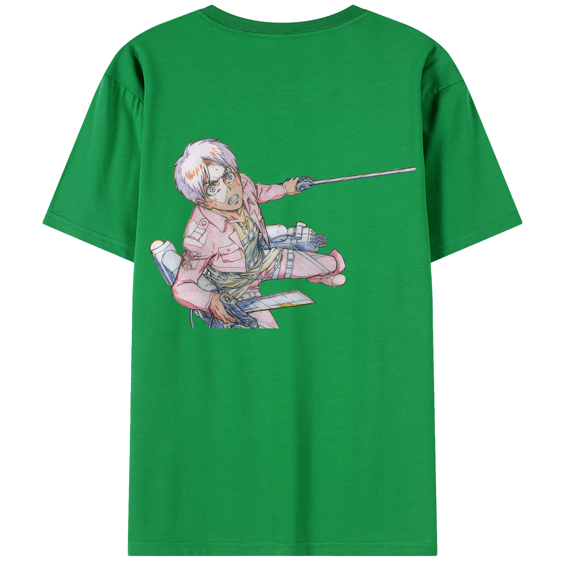 （画像用） 進撃の巨人 エレン･イェーガー Attack on Titan Eren Jäger 綿100％ メンズ半袖Tシャツ（バックプリント） 通気性
