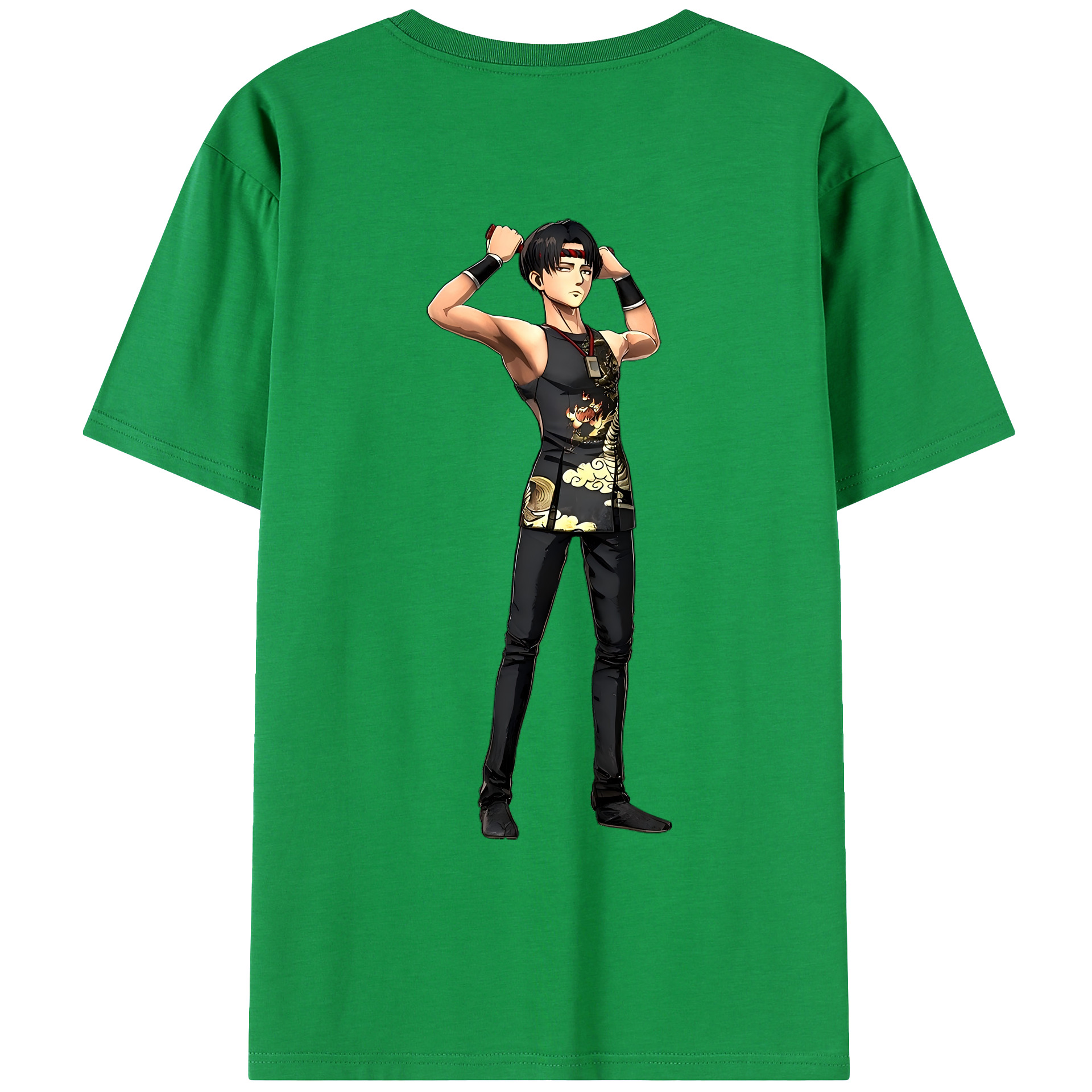 （画像用） 進撃の巨人 リヴァイ·アッカーマン Attack on Titan Levi Ackerman 綿100％ メンズ半袖Tシャツ（バックプリント） 通気性