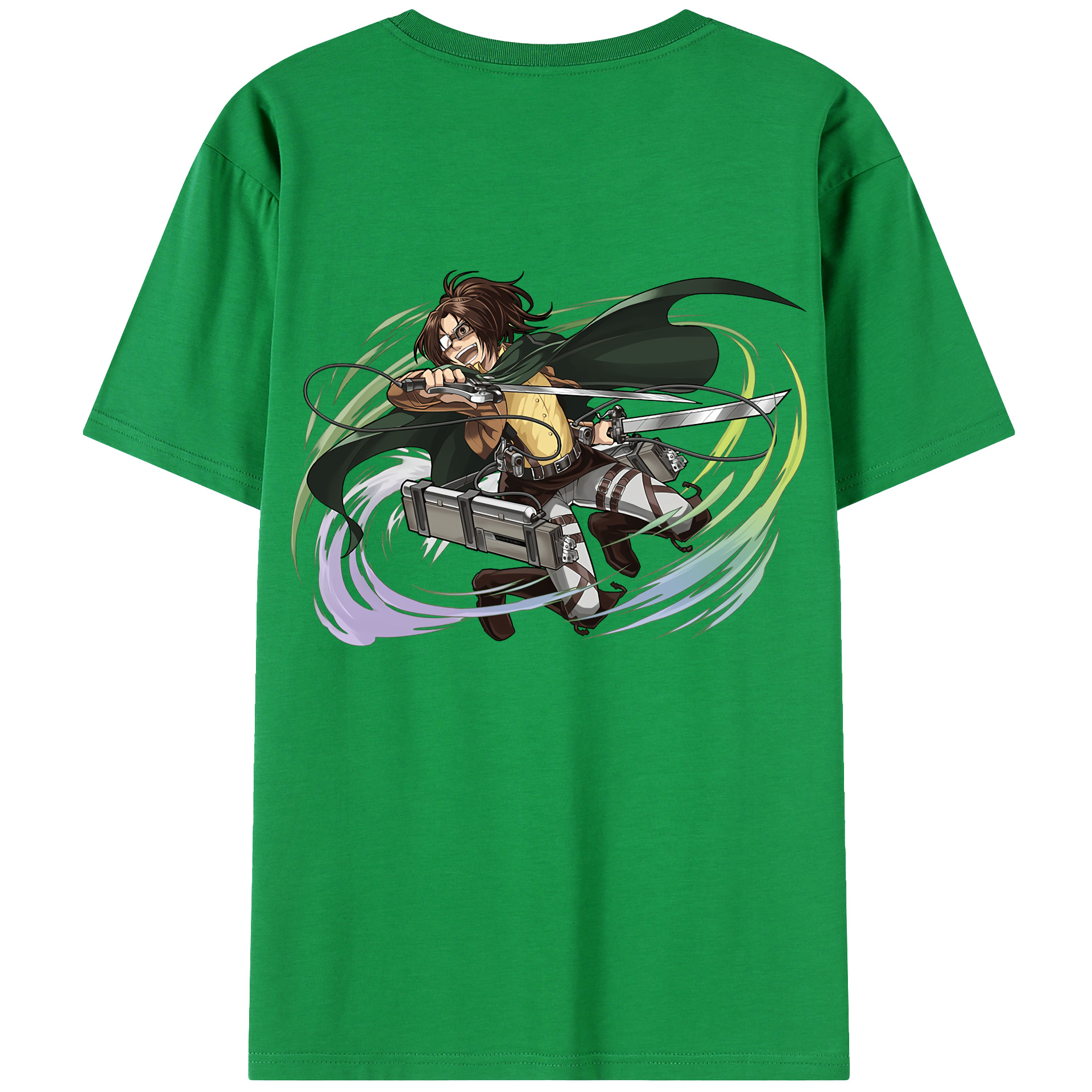 （画像用） 進撃の巨人 ハンジ·ゾエ Attack on Titan Hanji Zoe 綿100％ メンズ半袖Tシャツ（バックプリント） 通気性