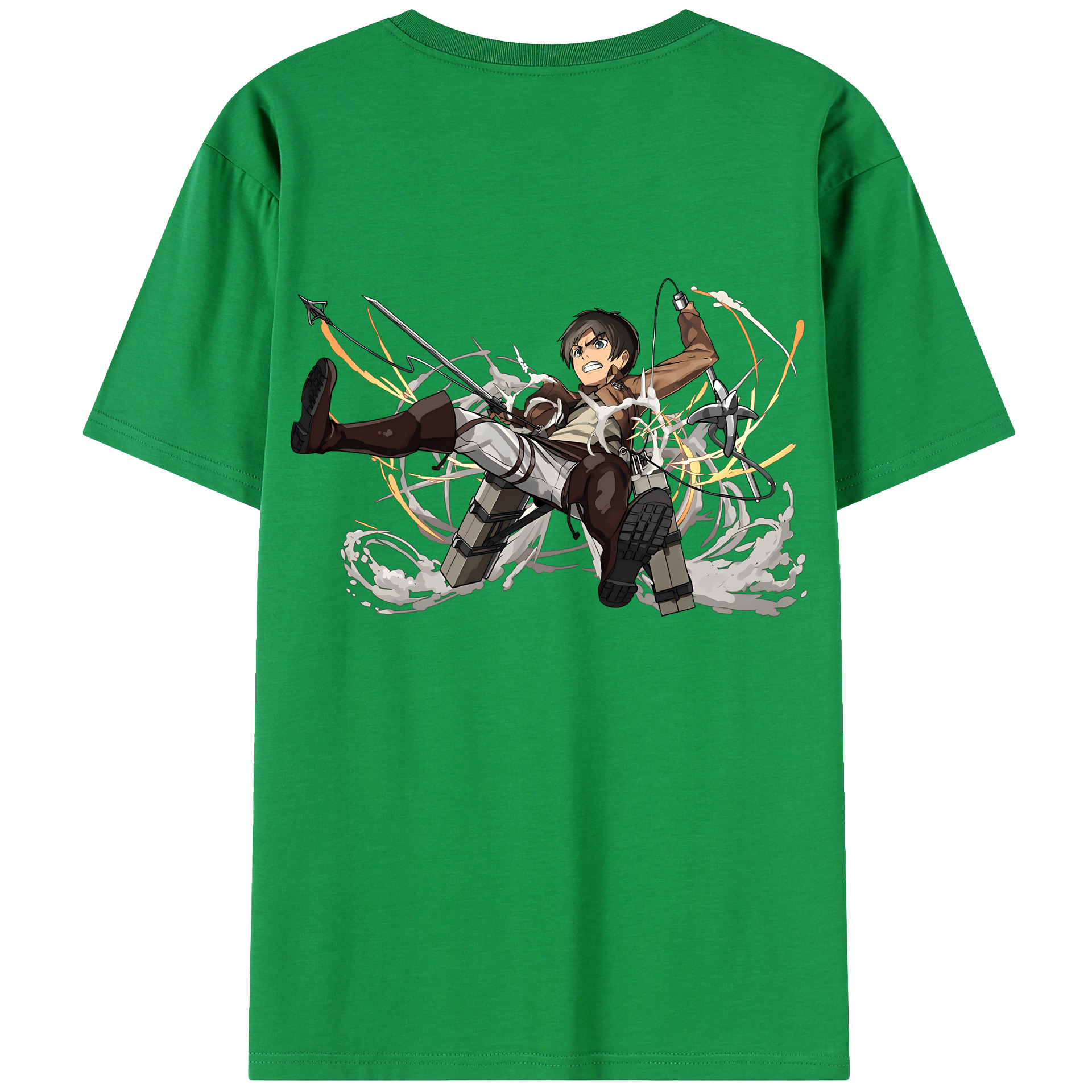（画像用） 進撃の巨人 エレン･イェーガー Attack on Titan Eren Jäger 綿100％ メンズ半袖Tシャツ（バックプリント） 通気性