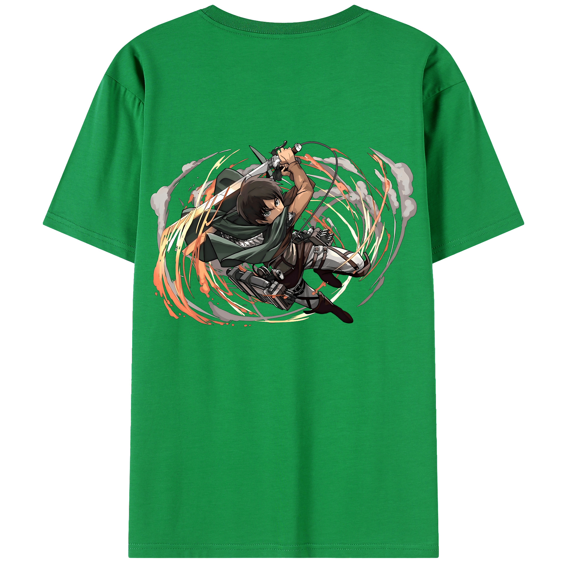 （画像用） 進撃の巨人 エレン･イェーガー Attack on Titan Eren Jäger 綿100％ メンズ半袖Tシャツ（バックプリント） 通気性
