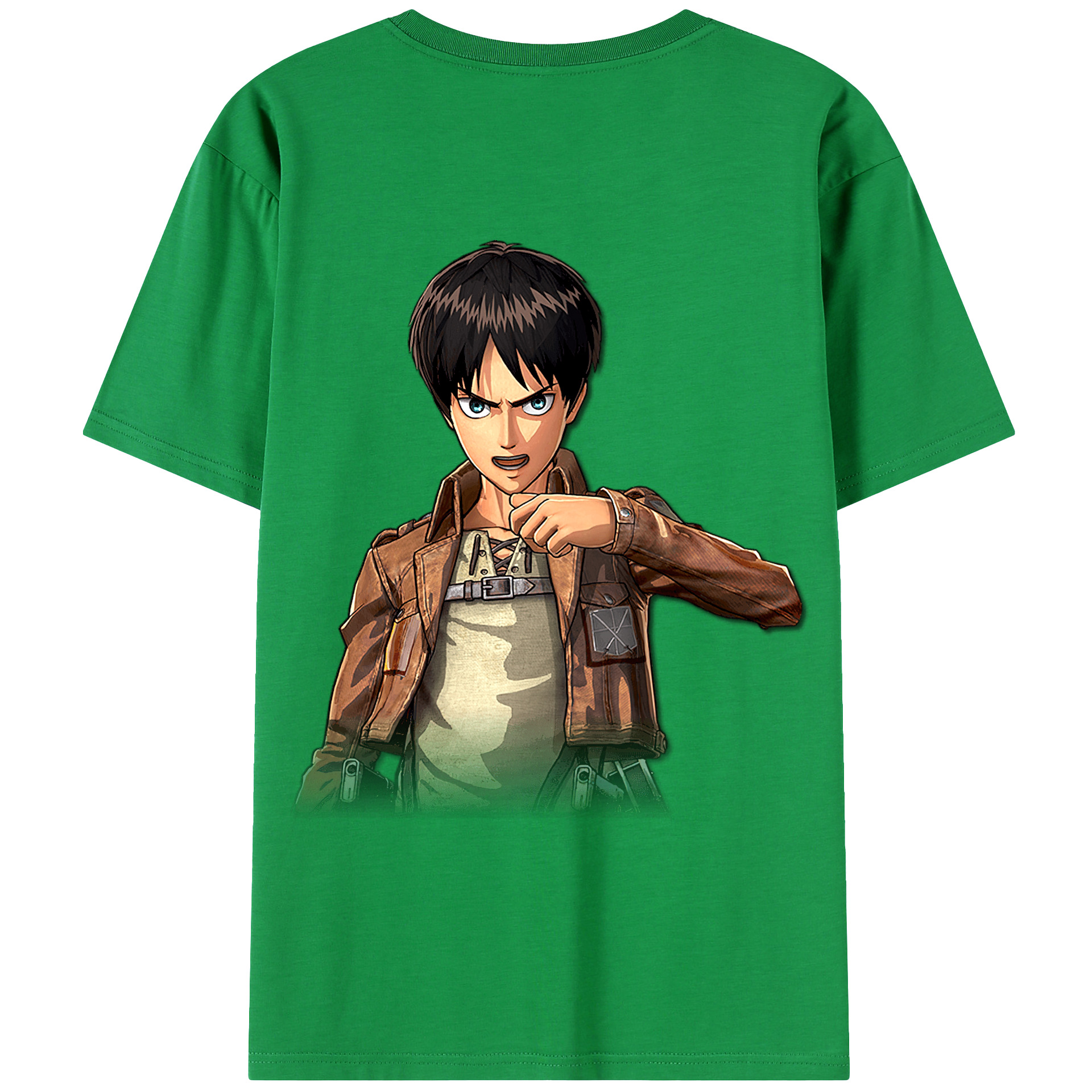 （画像用） 進撃の巨人 エレン･イェーガー Attack on Titan Eren Jäger 綿100％ メンズ半袖Tシャツ（バックプリント） 通気性