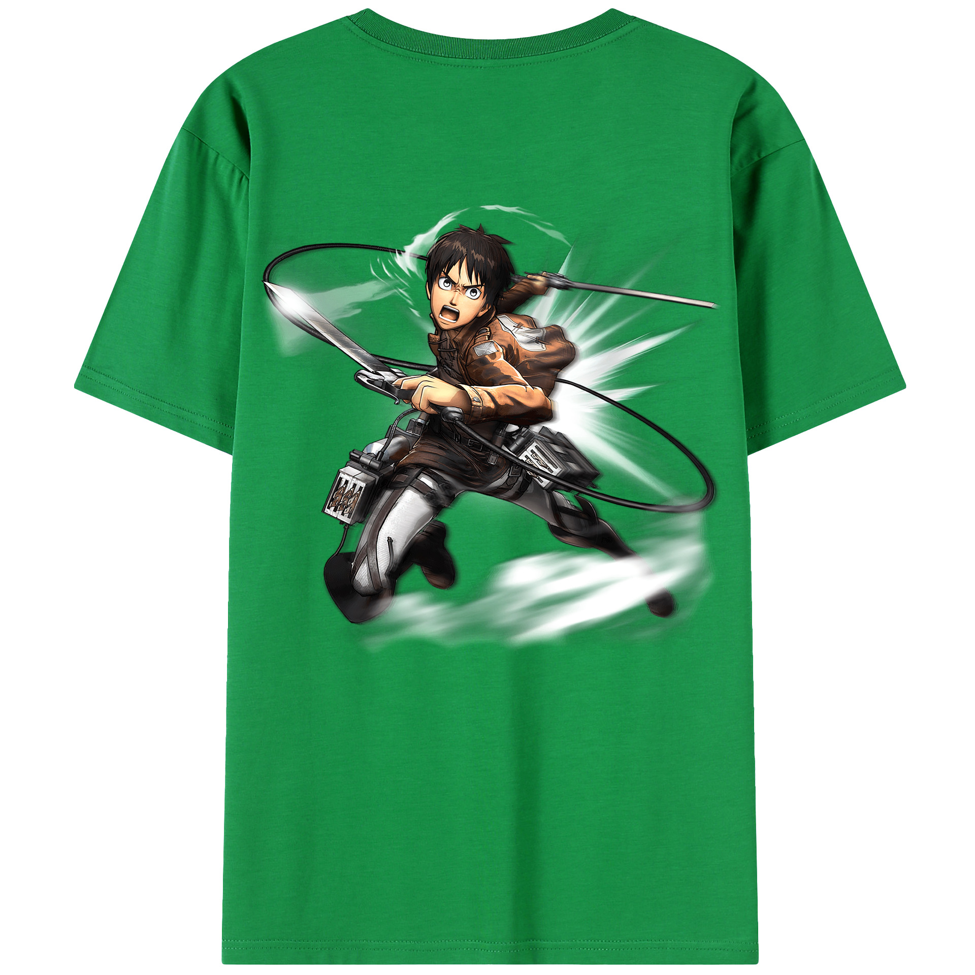 （画像用） 進撃の巨人 エレン･イェーガー Attack on Titan Eren Jäger 綿100％ メンズ半袖Tシャツ（バックプリント） 通気性