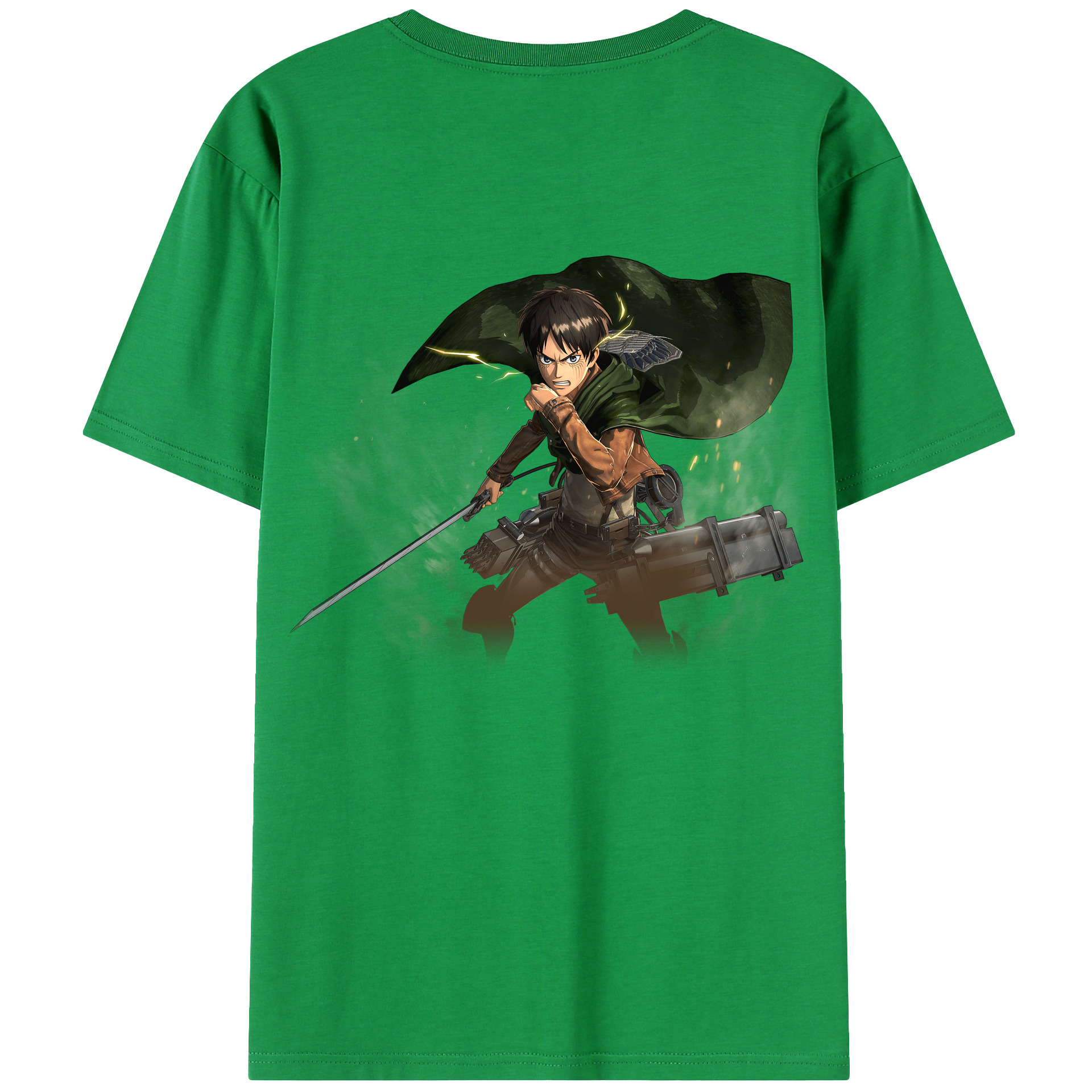 （画像用） 進撃の巨人 エレン･イェーガー Attack on Titan Eren Jäger 綿100％ メンズ半袖Tシャツ（バックプリント） 通気性