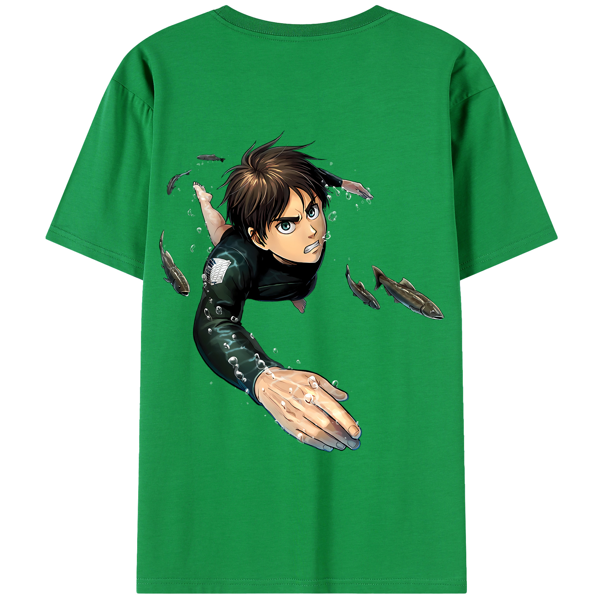 （画像用） 進撃の巨人 エレン･イェーガー Attack on Titan Eren Jäger 綿100％ メンズ半袖Tシャツ（バックプリント） 通気性