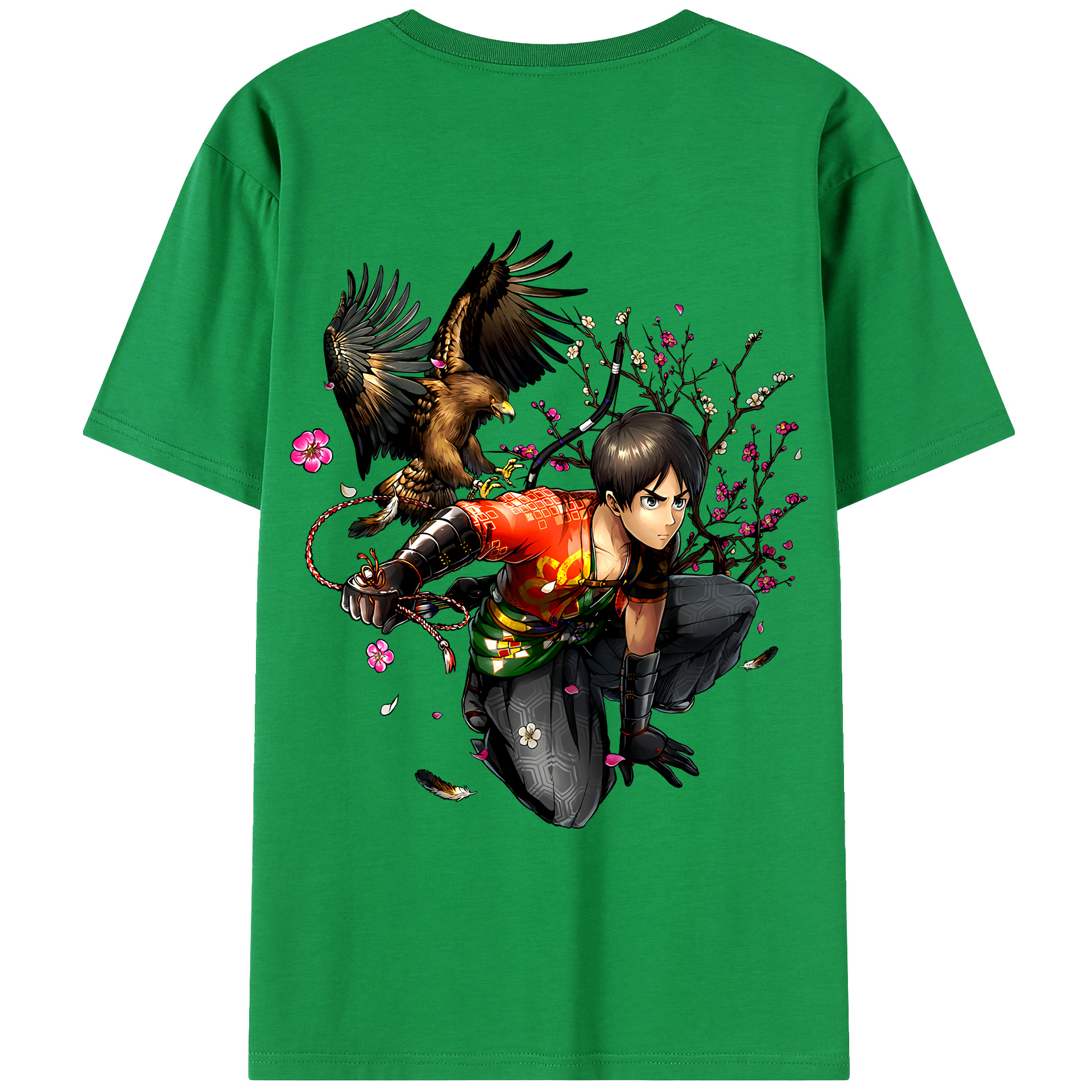 （画像用） 進撃の巨人 エレン･イェーガー Attack on Titan Eren Jäger 綿100％ メンズ半袖Tシャツ（バックプリント） 通気性