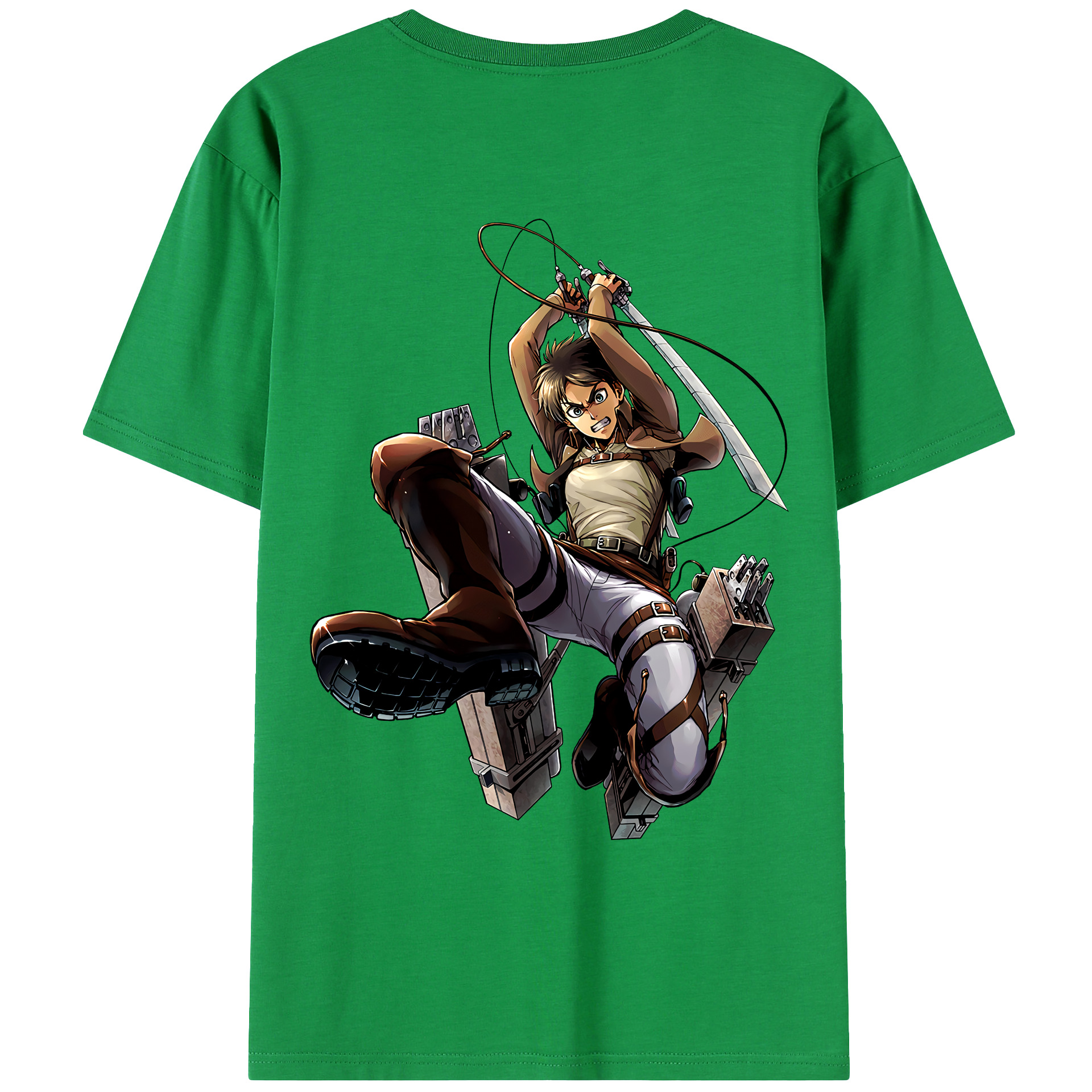 （画像用） 進撃の巨人 エレン･イェーガー Attack on Titan Eren Jäger 綿100％ メンズ半袖Tシャツ（バックプリント） 通気性