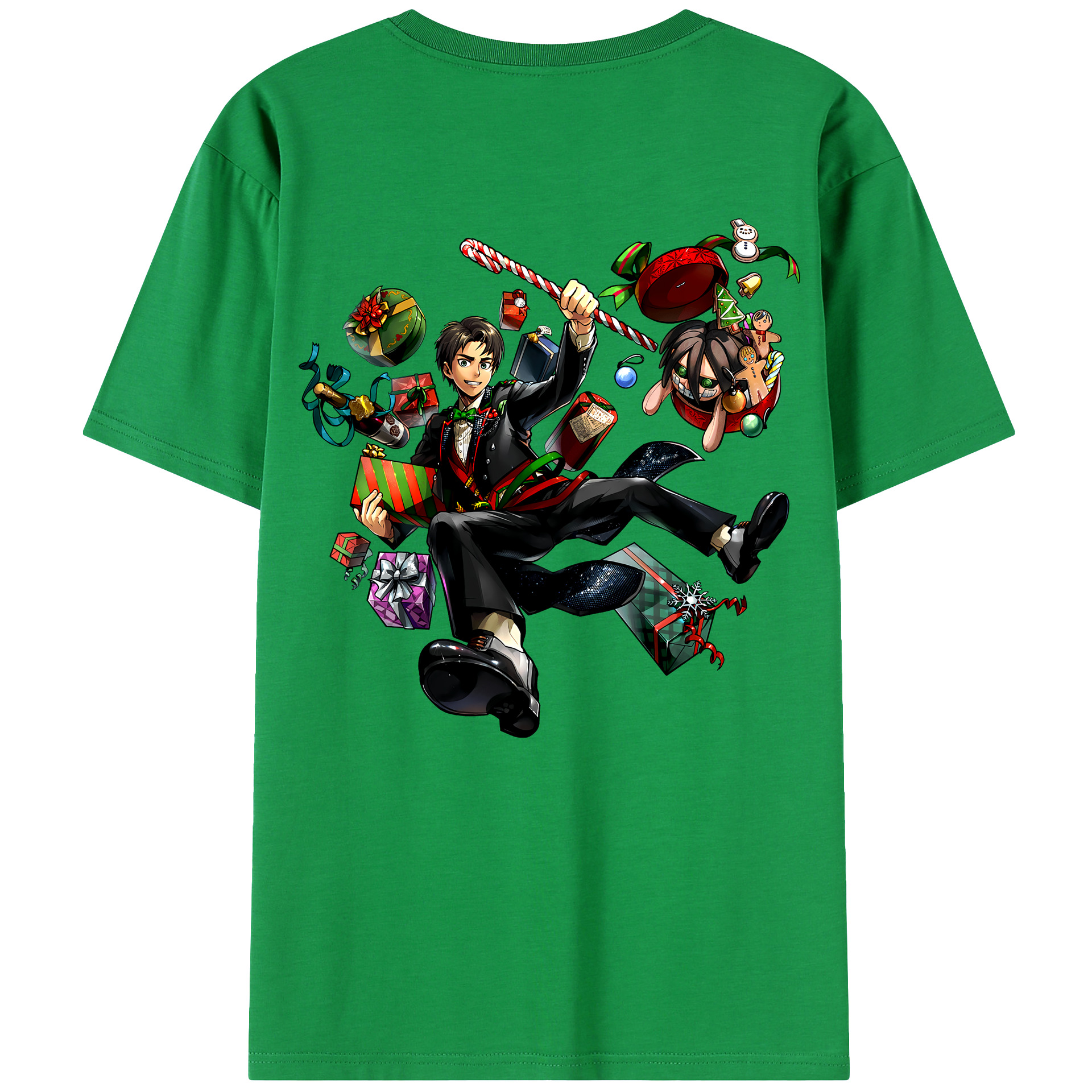 （画像用） 進撃の巨人 エレン･イェーガー Attack on Titan Eren Jäger 綿100％ メンズ半袖Tシャツ（バックプリント） 通気性