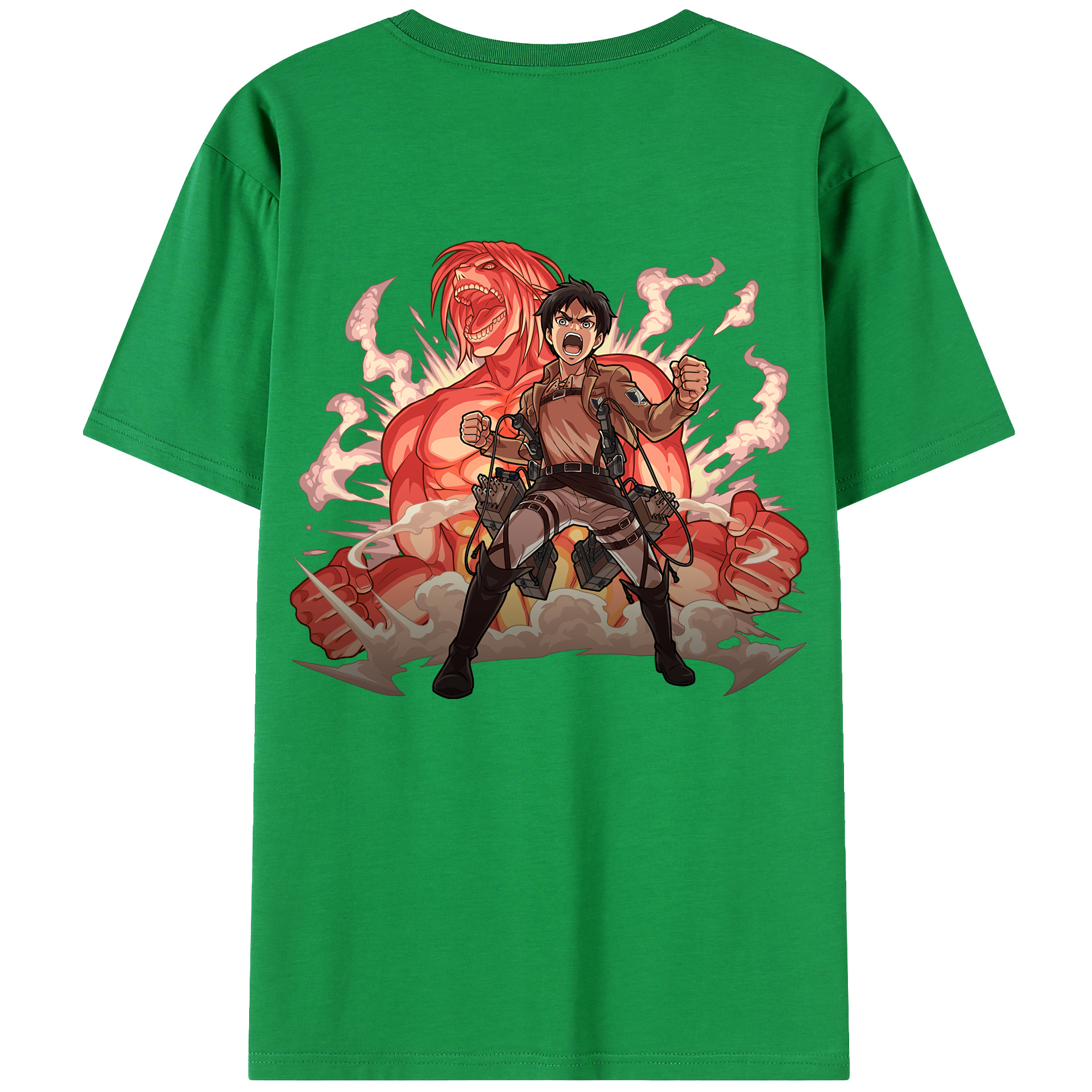 （画像用） 進撃の巨人 エレン･イェーガー Attack on Titan Eren Jäger 綿100％ メンズ半袖Tシャツ（バックプリント） 通気性