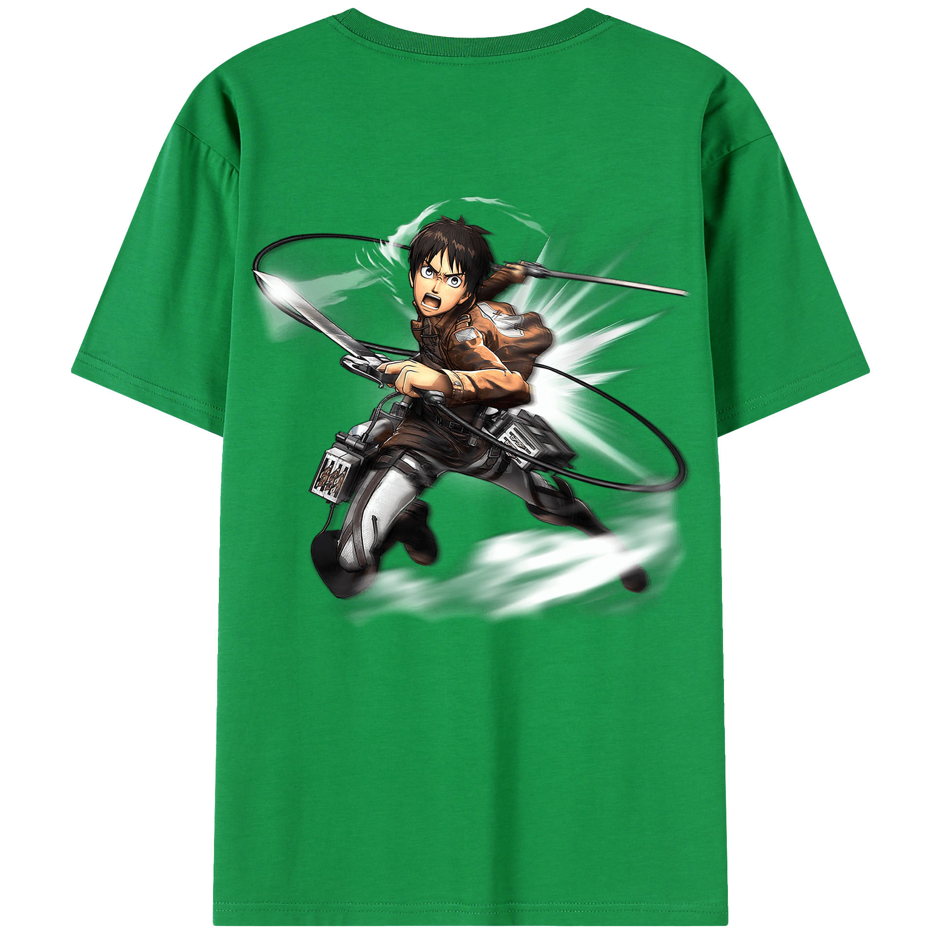 （画像用） 進撃の巨人 エレン･イェーガー Attack on Titan Eren Jäger 綿100％ メンズ半袖Tシャツ（バックプリント） 通気性