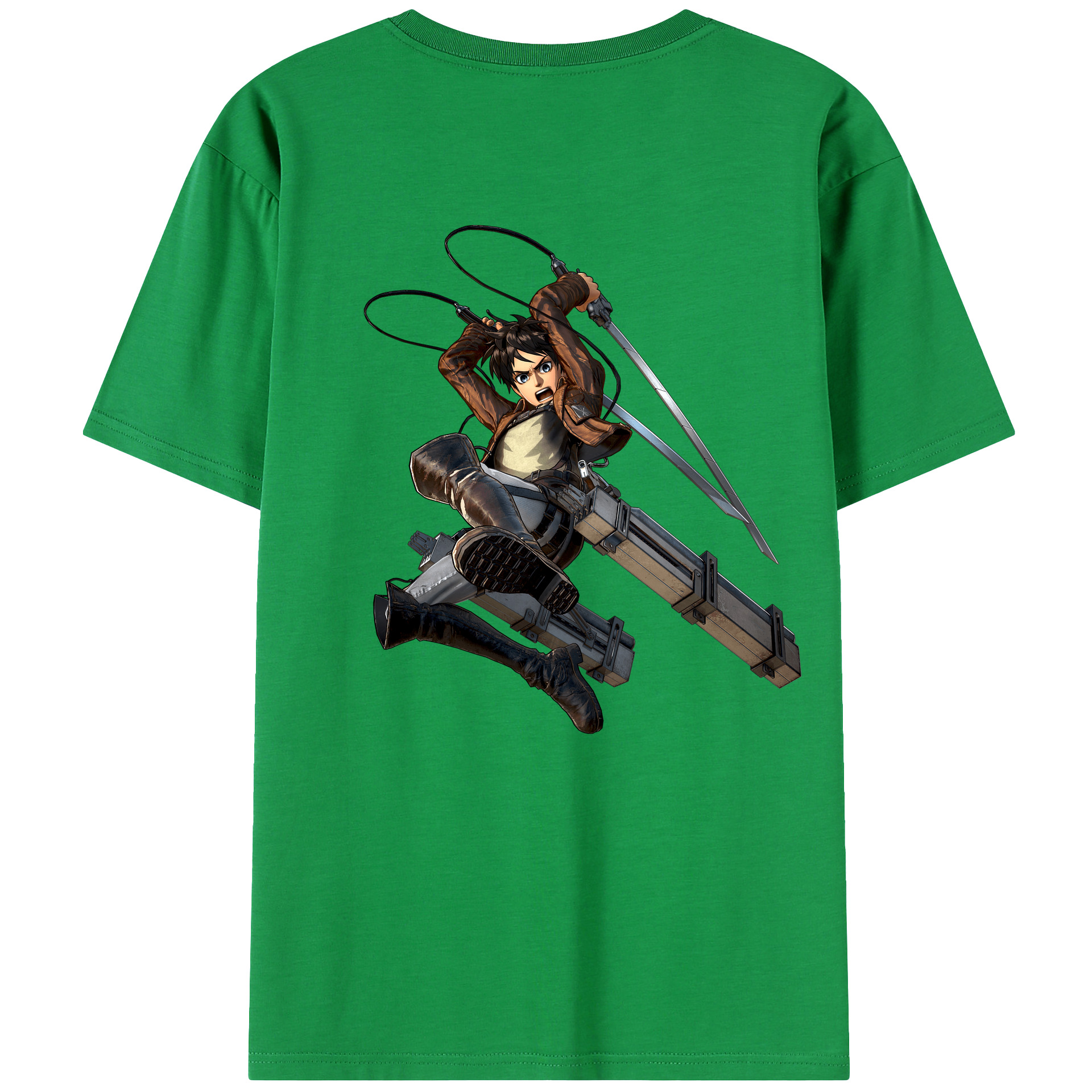 （画像用） 進撃の巨人 エレン･イェーガー Attack on Titan Eren Jäger 綿100％ メンズ半袖Tシャツ（バックプリント） 通気性