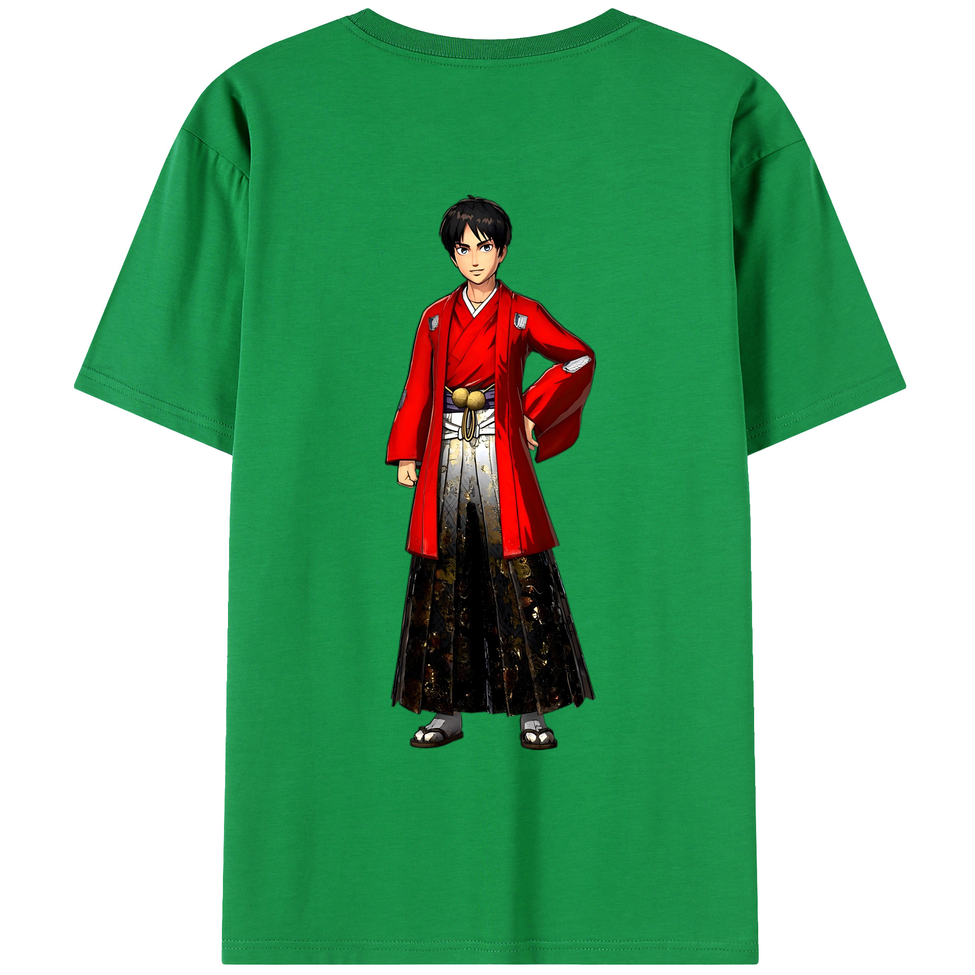 （画像用） 進撃の巨人 エレン･イェーガー Attack on Titan Eren Jäger 綿100％ メンズ半袖Tシャツ（バックプリント） 通気性
