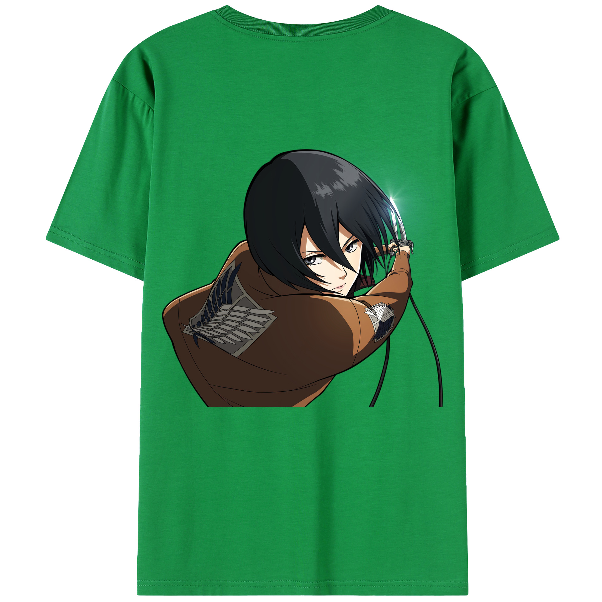 （画像用） 進撃の巨人 ミカサ·アッカーマン Attack on Titan Mikasa Ackerman 綿100％ メンズ半袖Tシャツ（バックプリント） 通気性
