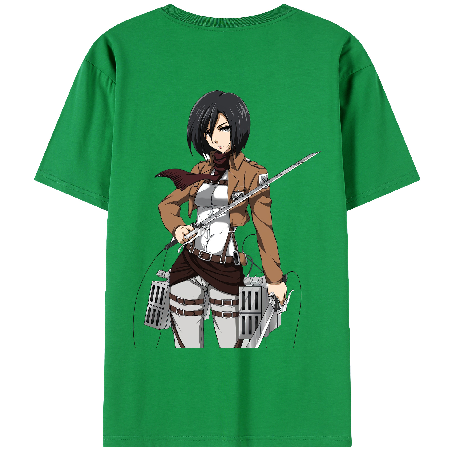 （画像用） 進撃の巨人 ミカサ·アッカーマン Attack on Titan Mikasa Ackerman 綿100％ メンズ半袖Tシャツ（バックプリント） 通気性