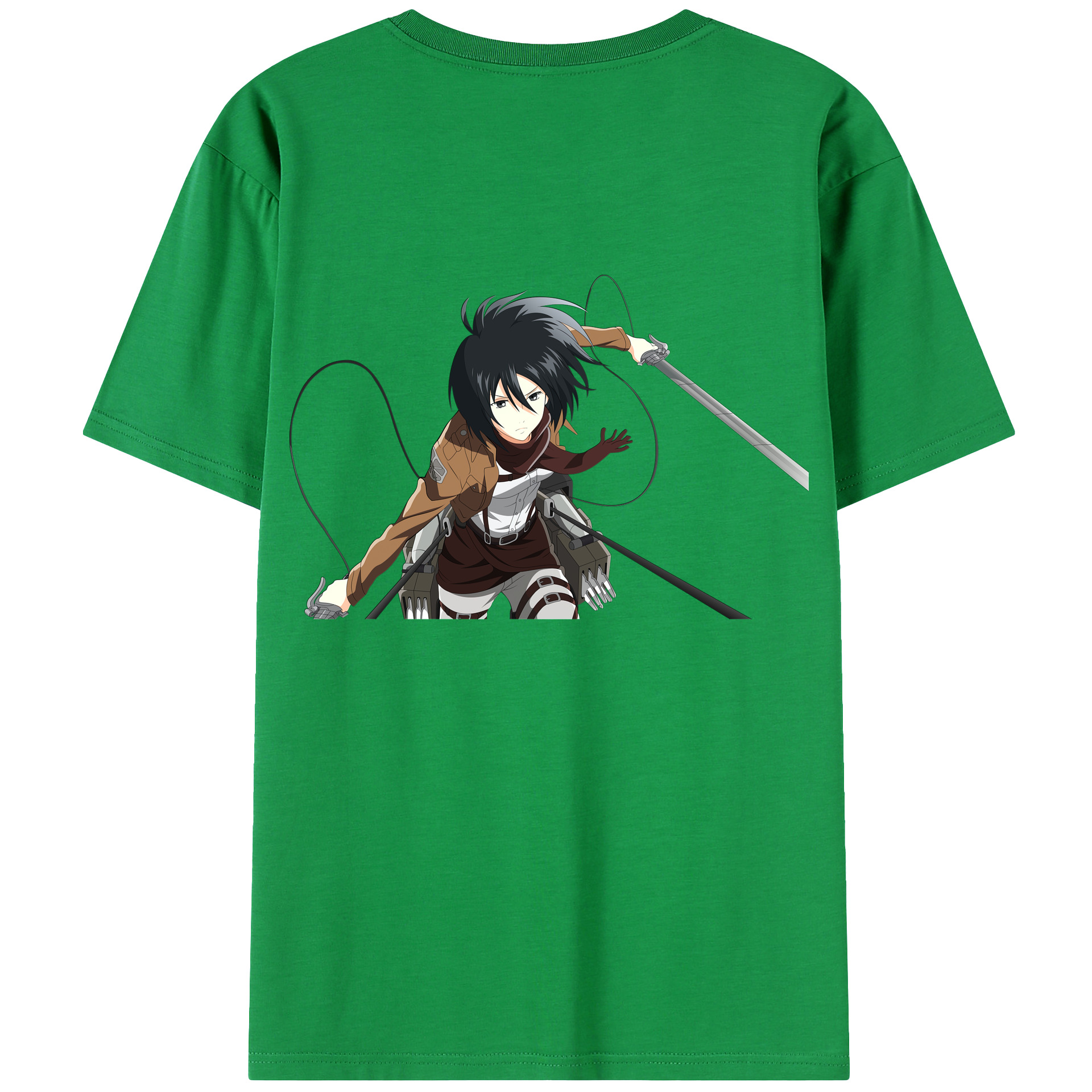 （画像用） 進撃の巨人 ミカサ·アッカーマン Attack on Titan Mikasa Ackerman 綿100％ メンズ半袖Tシャツ（バックプリント） 通気性