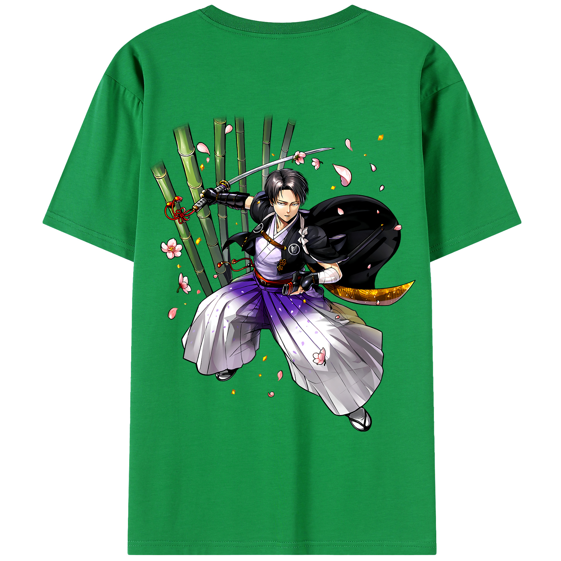 （画像用） 進撃の巨人 リヴァイ·アッカーマン Attack on Titan Levi Ackerman 綿100％ メンズ半袖Tシャツ（バックプリント） 通気性