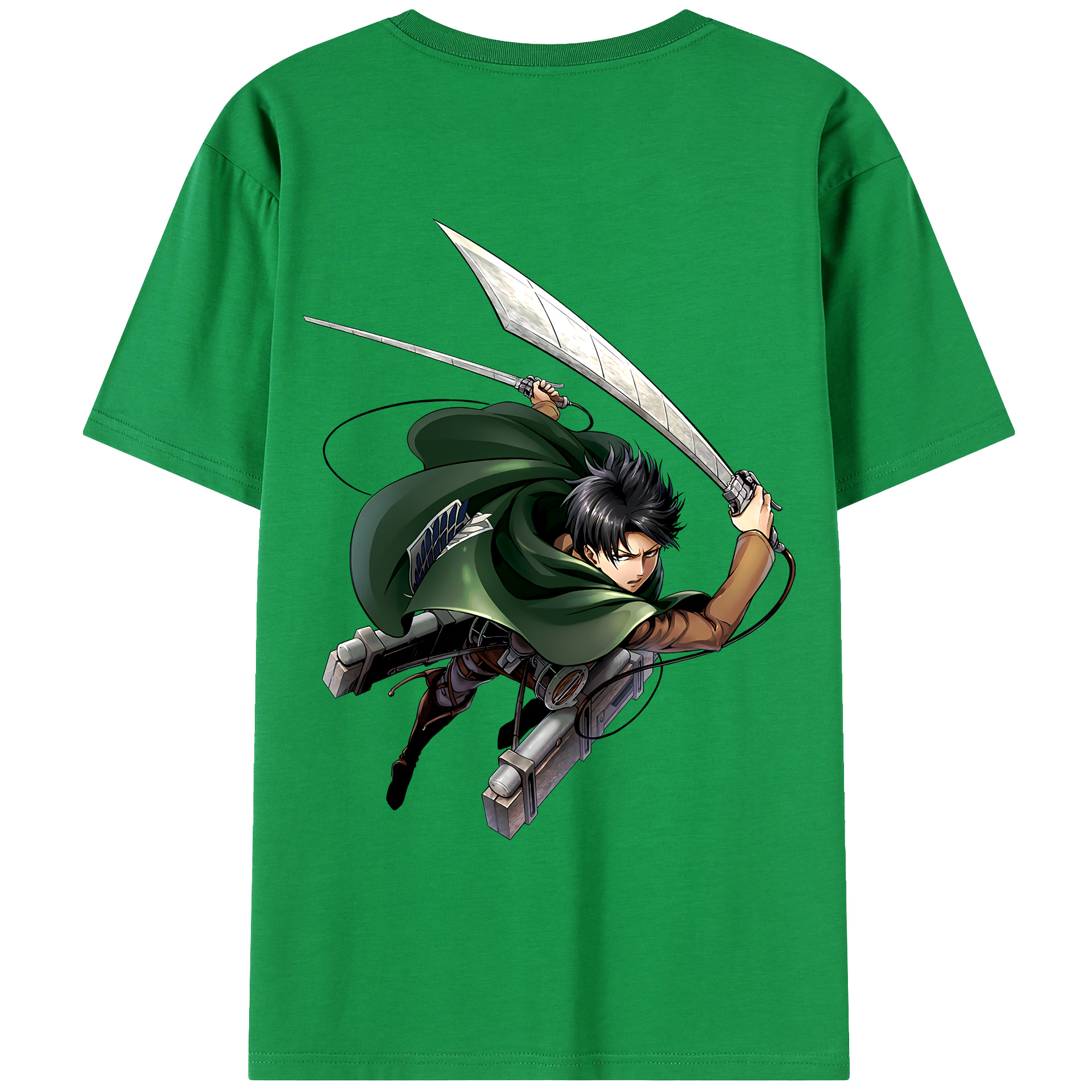 （画像用） 進撃の巨人 リヴァイ·アッカーマン Attack on Titan Levi Ackerman 綿100％ メンズ半袖Tシャツ（バックプリント） 通気性