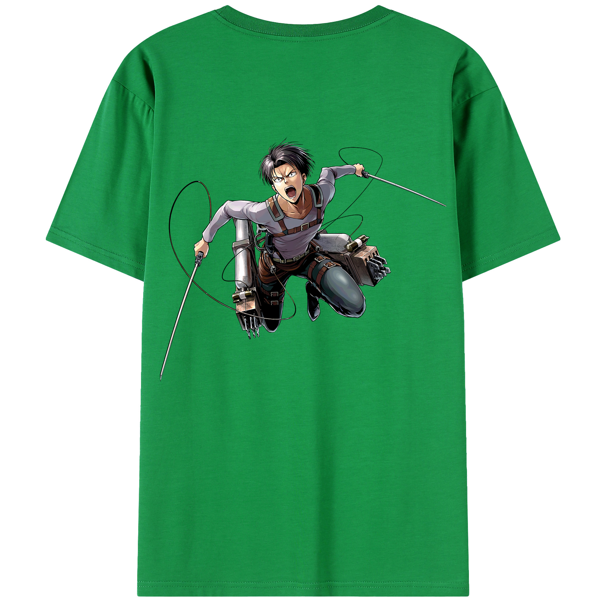 （画像用） 進撃の巨人 リヴァイ·アッカーマン Attack on Titan Levi Ackerman 綿100％ メンズ半袖Tシャツ（バックプリント） 通気性