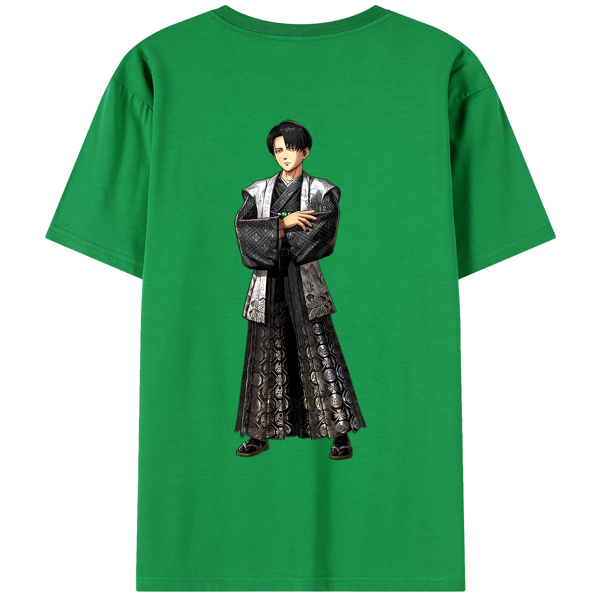 （画像用） 進撃の巨人 リヴァイ·アッカーマン Attack on Titan Levi Ackerman 綿100％ メンズ半袖Tシャツ（バックプリント） 通気性