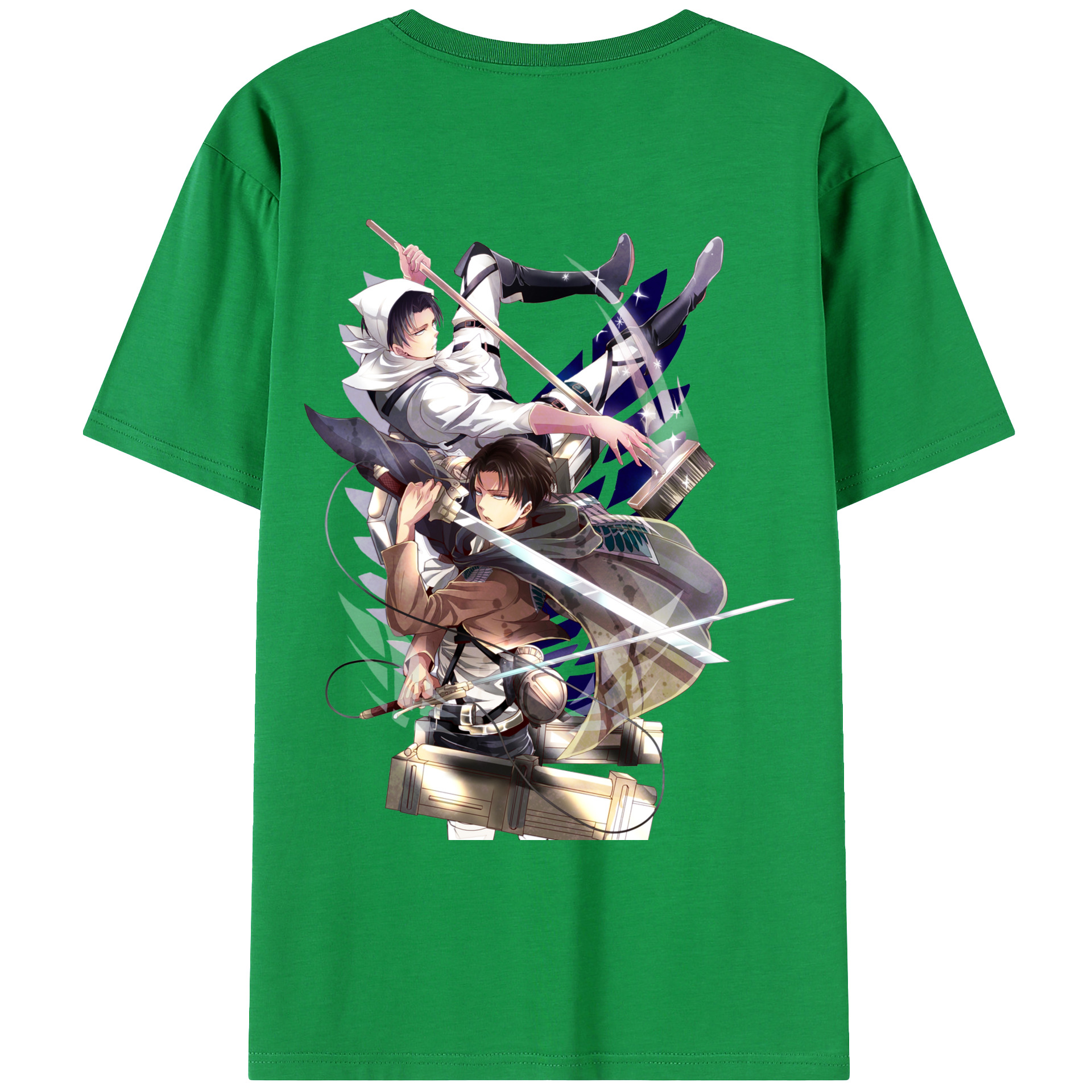 （画像用） 進撃の巨人 リヴァイ·アッカーマン Attack on Titan Levi Ackerman 綿100％ メンズ半袖Tシャツ（バックプリント） 通気性