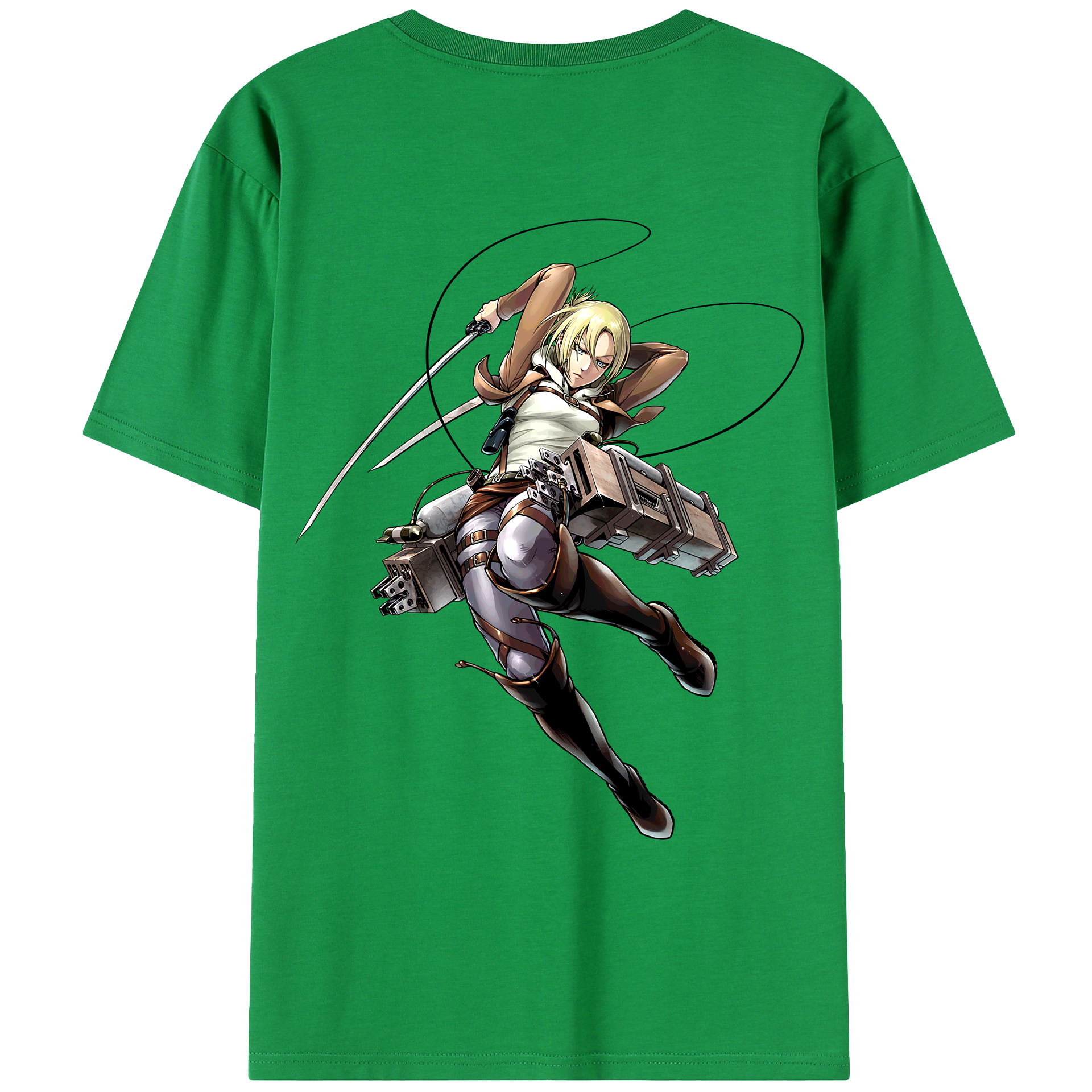 （画像用） 進撃の巨人 アニ・レオンハート Attack on Titan Annie Leonhart 綿100％ メンズ半袖Tシャツ（バックプリント） 通気性