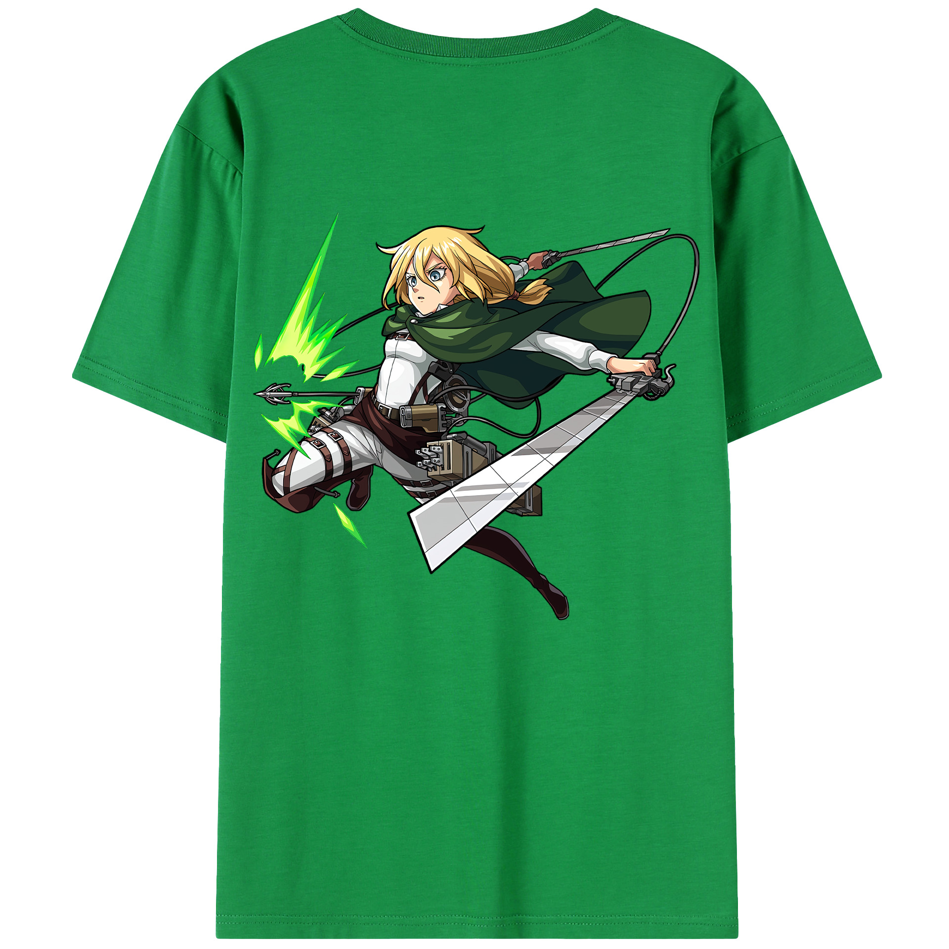 （画像用） 進撃の巨人 クリスタ·レンズ Attack on Titan Christa Lenz 綿100％ メンズ半袖Tシャツ（バックプリント） 通気性