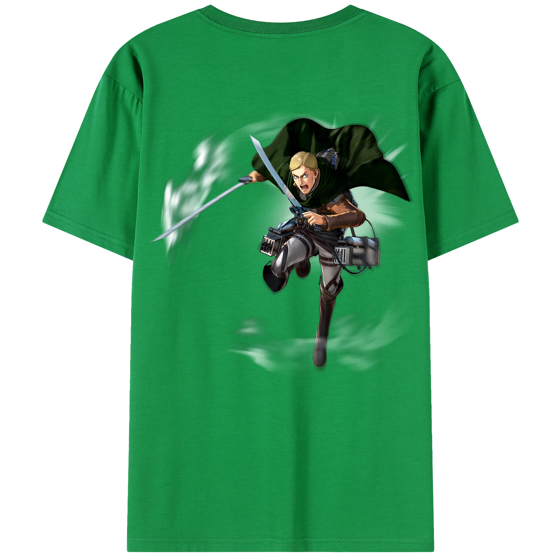 （画像用） 進撃の巨人 エルヴィン・スミス Attack on Titan Erwin Smith 綿100％ メンズ半袖Tシャツ（バックプリント） 通気性