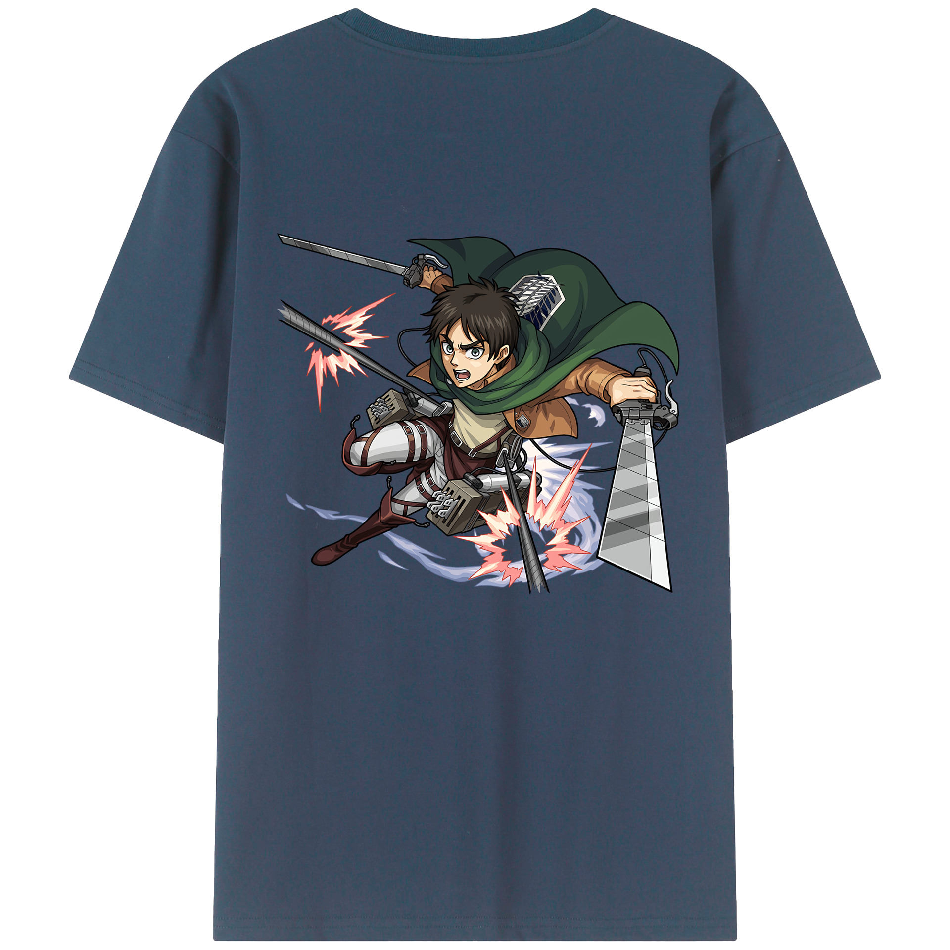 （画像用） 進撃の巨人 エレン･イェーガー Attack on Titan Eren Jäger 綿100％ メンズ半袖Tシャツ（バックプリント） 通気性