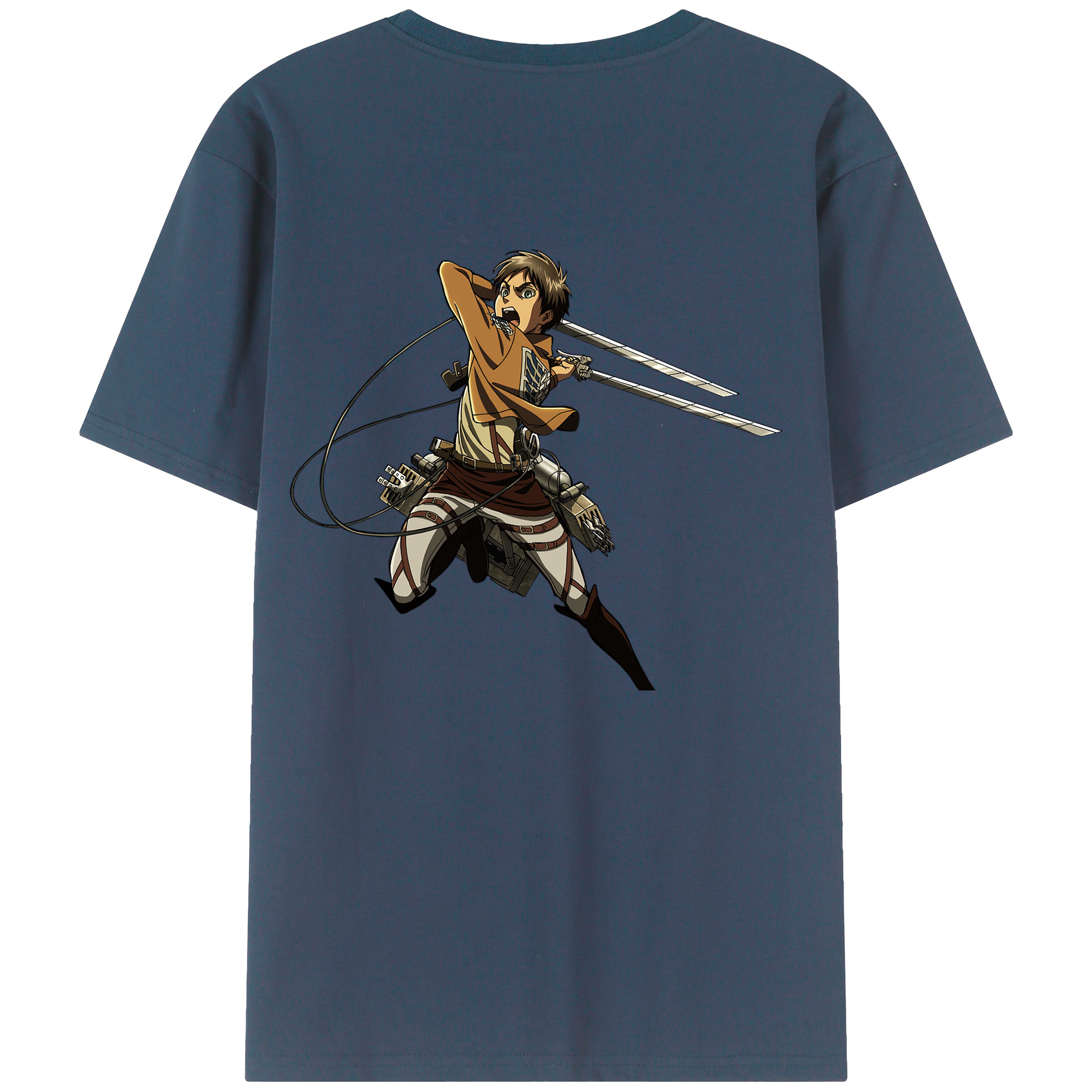 （画像用） 進撃の巨人 エレン･イェーガー Attack on Titan Eren Jäger 綿100％ メンズ半袖Tシャツ（バックプリント） 通気性