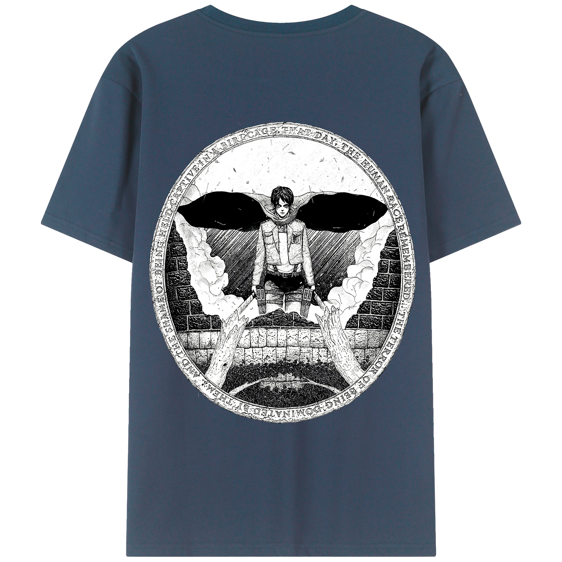 （画像用） 進撃の巨人 エレン･イェーガー Attack on Titan Eren Jäger 綿100％ メンズ半袖Tシャツ（バックプリント） 通気性