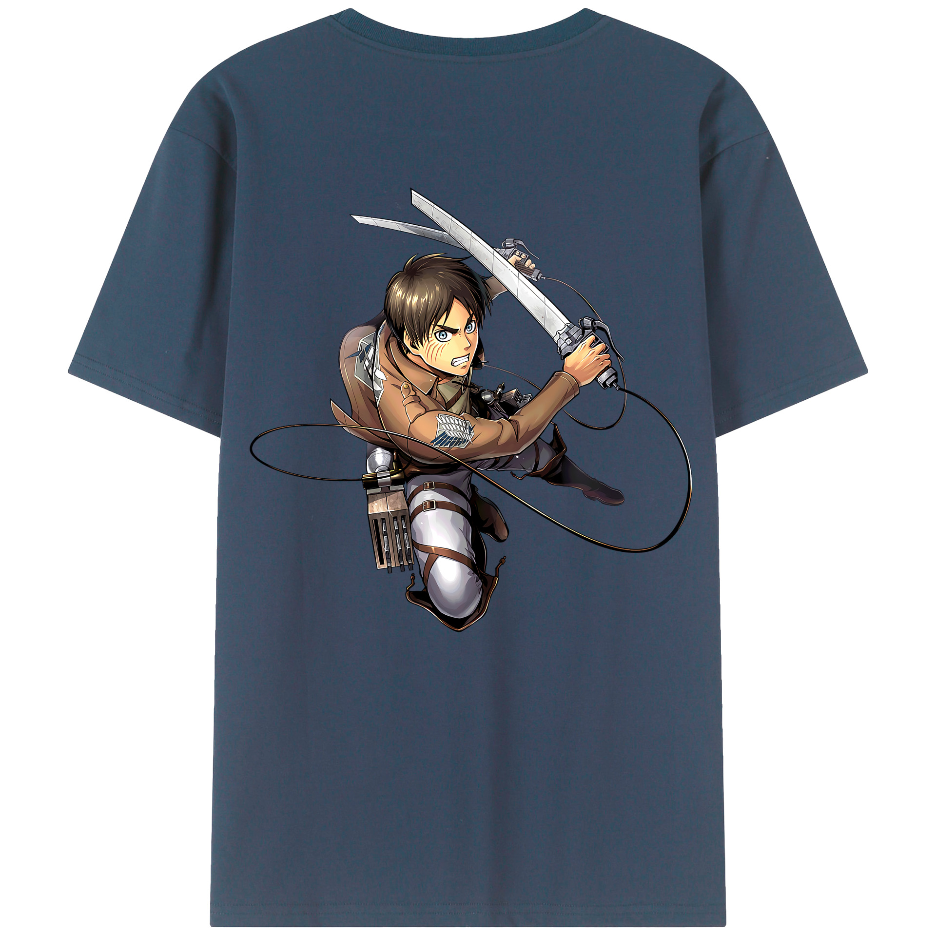 （画像用） 進撃の巨人 エレン･イェーガー Attack on Titan Eren Jäger 綿100％ メンズ半袖Tシャツ（バックプリント） 通気性
