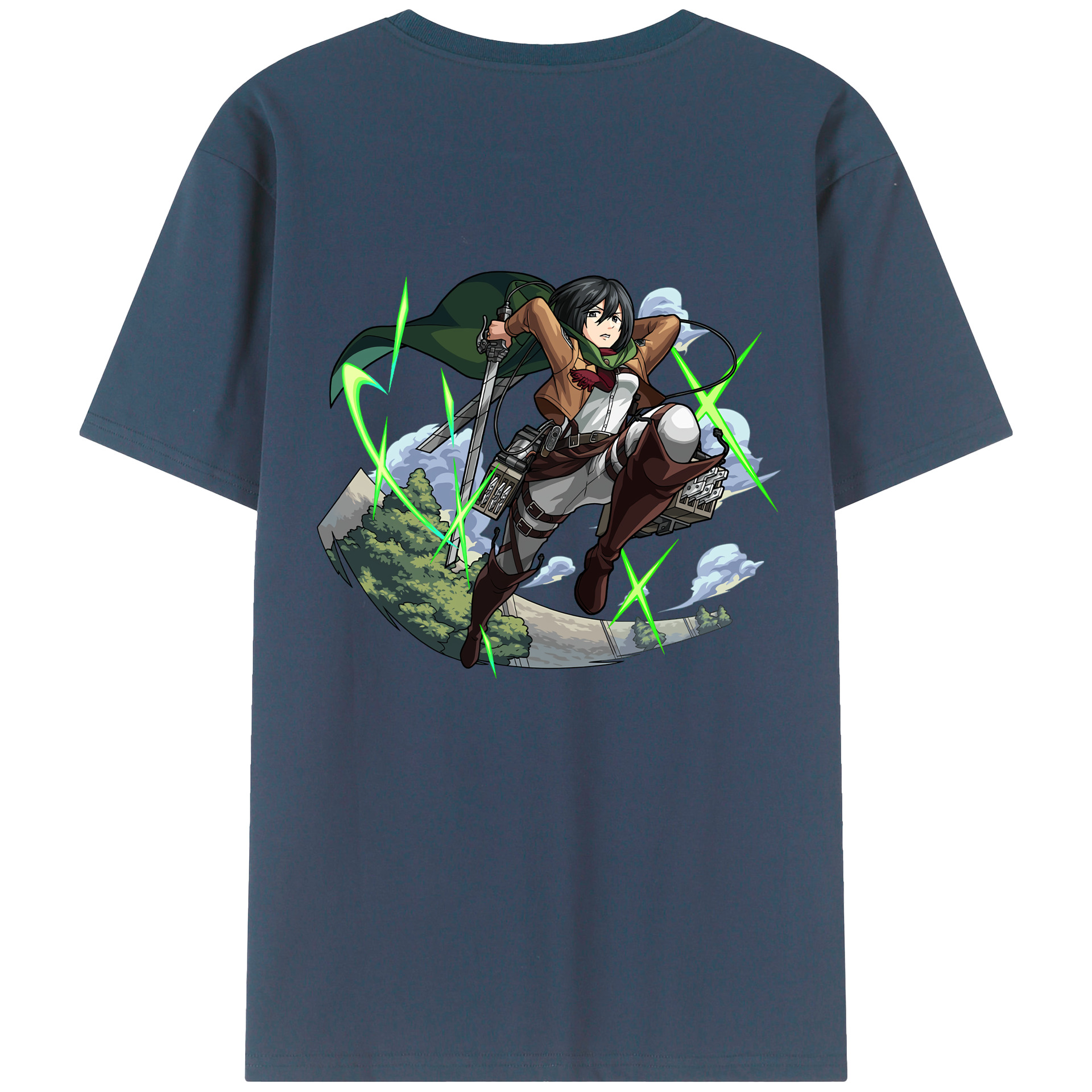 （画像用） 進撃の巨人 ミカサ·アッカーマン Attack on Titan Mikasa Ackerman 綿100％ メンズ半袖Tシャツ（バックプリント） 通気性