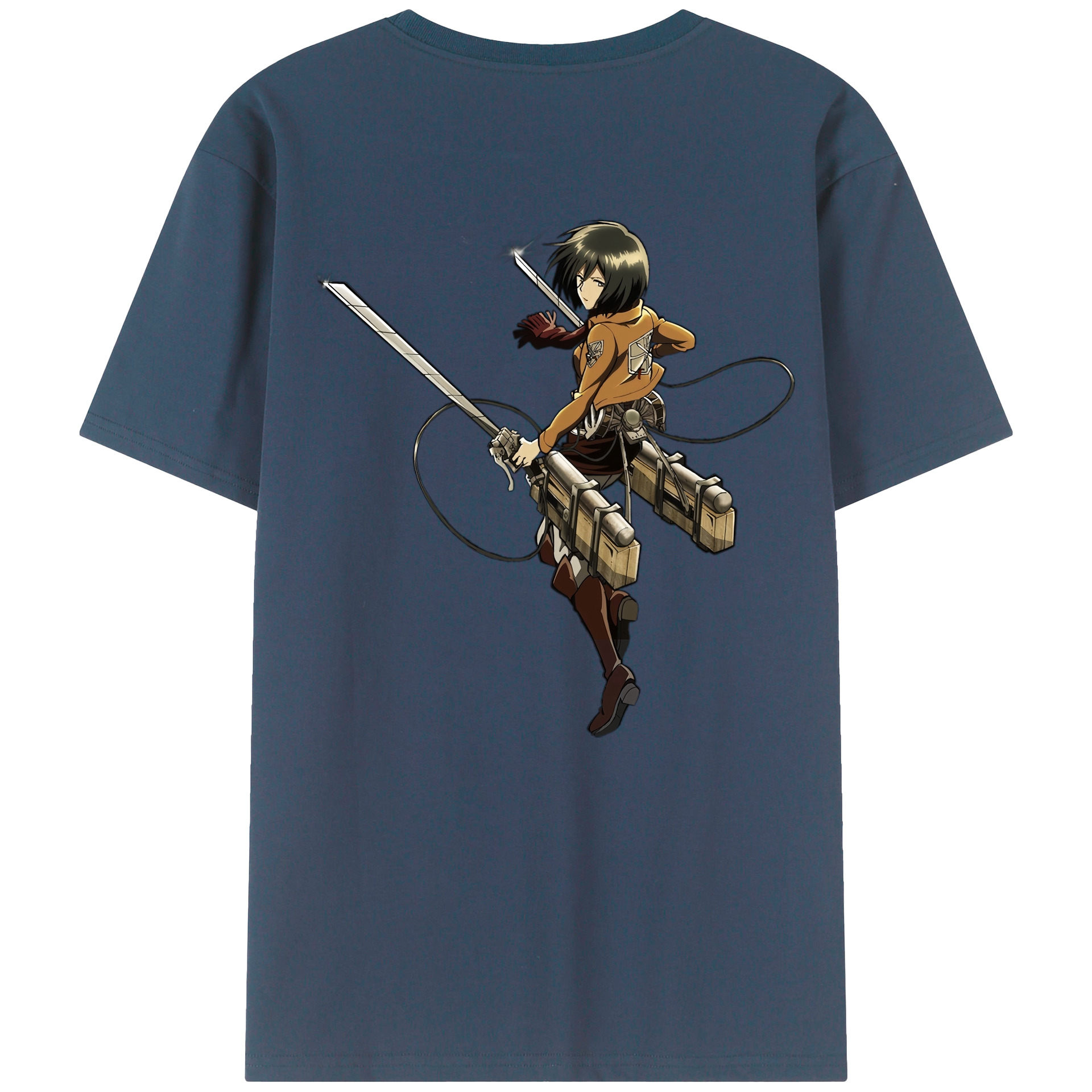 （画像用） 進撃の巨人 ミカサ·アッカーマン Attack on Titan Mikasa Ackerman 綿100％ メンズ半袖Tシャツ（バックプリント） 通気性