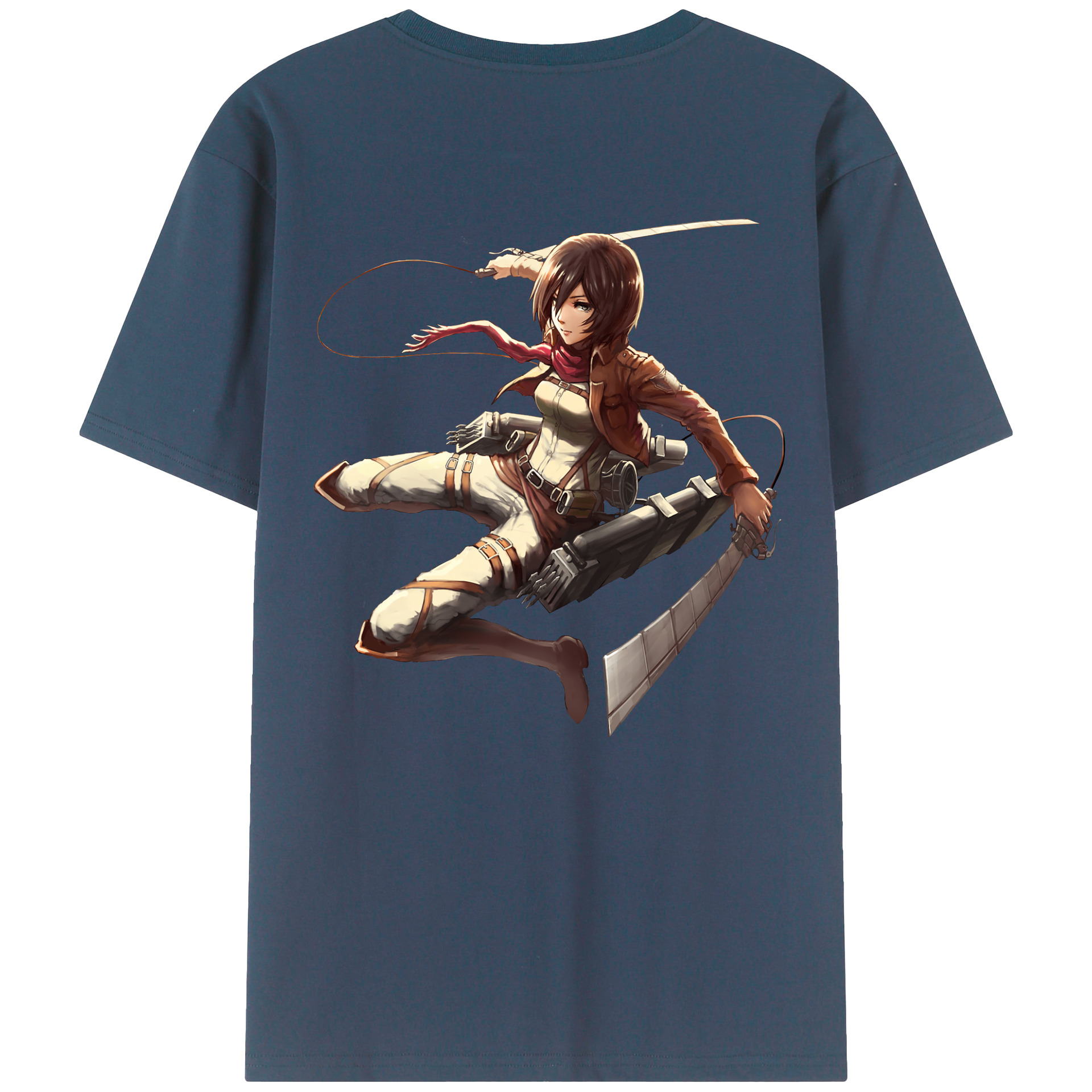 （画像用） 進撃の巨人 ミカサ·アッカーマン Attack on Titan Mikasa Ackerman 綿100％ メンズ半袖Tシャツ（バックプリント） 通気性