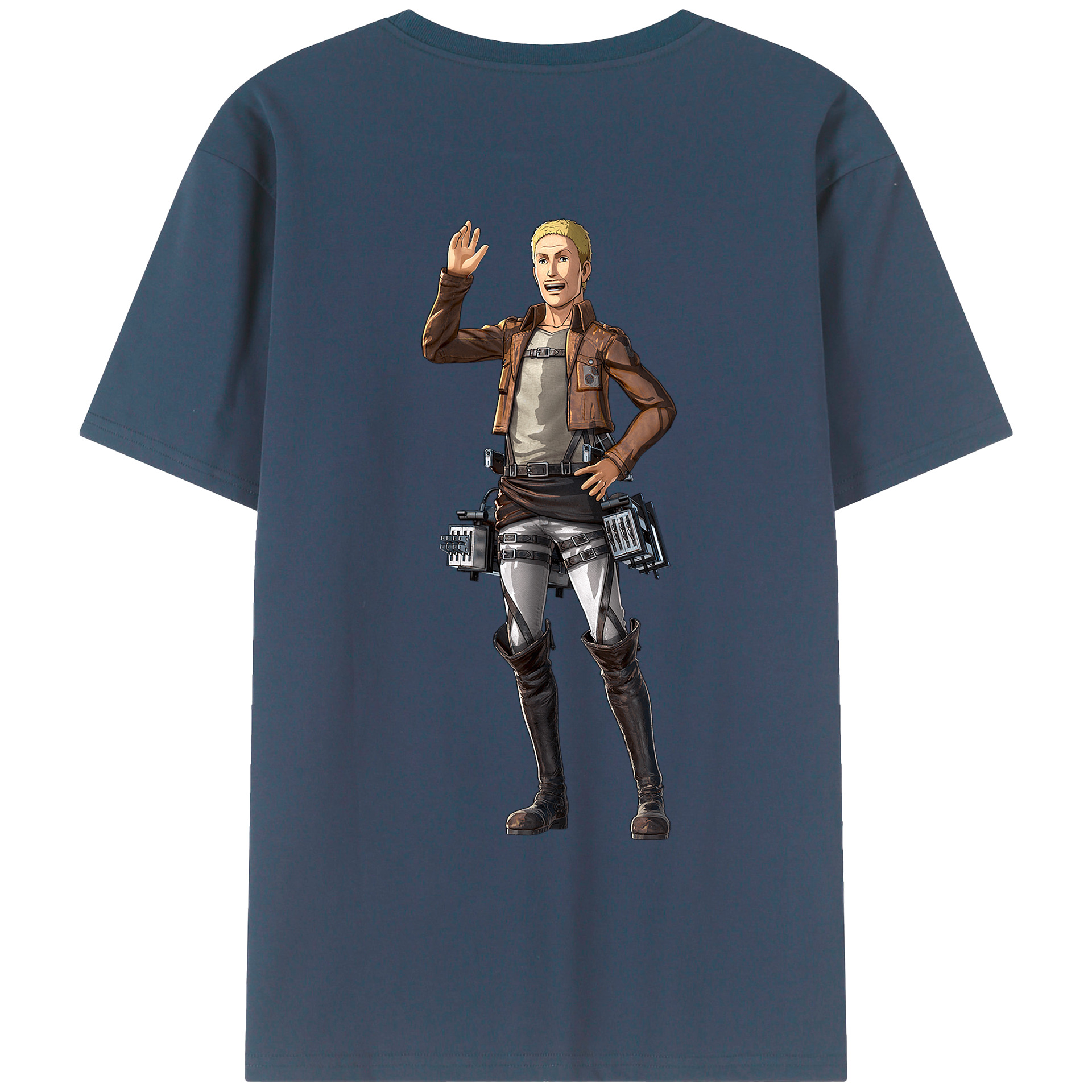 （画像用） 進撃の巨人 ハンネス Attack on Titan Hannes 綿100％ メンズ半袖Tシャツ（バックプリント） 通気性