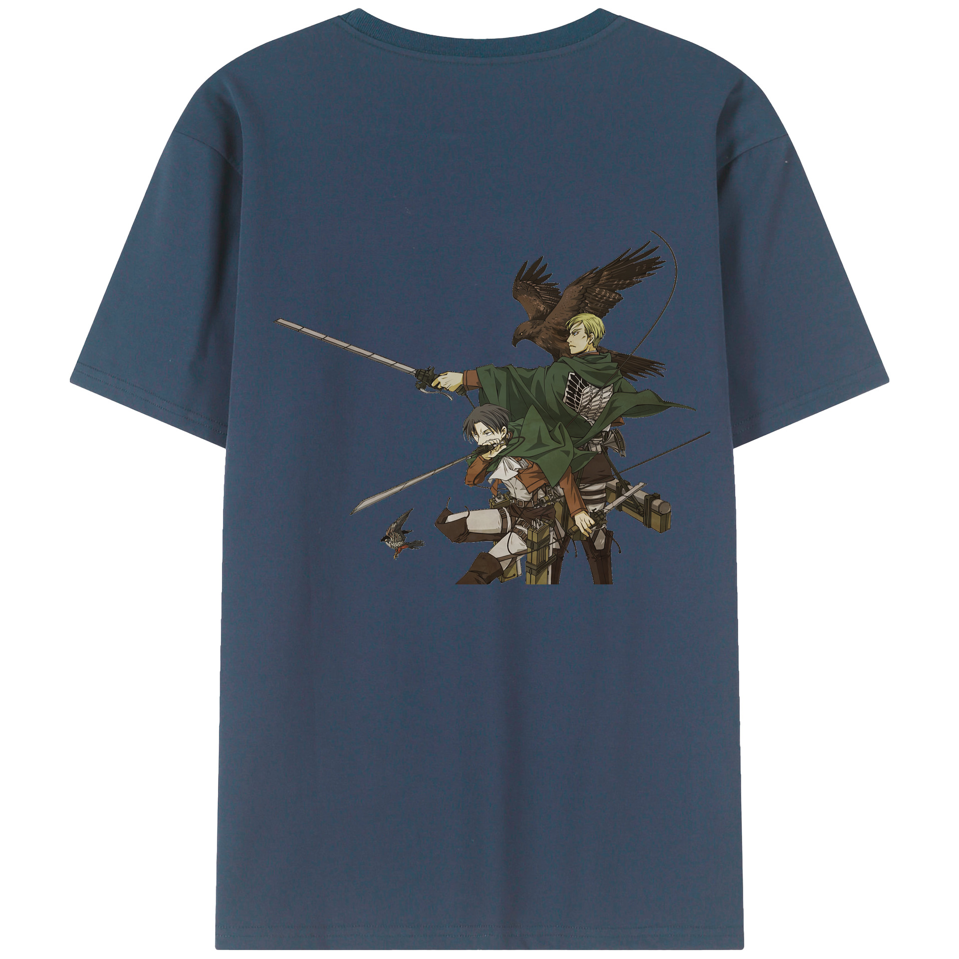 （画像用） 進撃の巨人 Attack on Titan 綿100％ メンズ半袖Tシャツ（バックプリント） 通気性