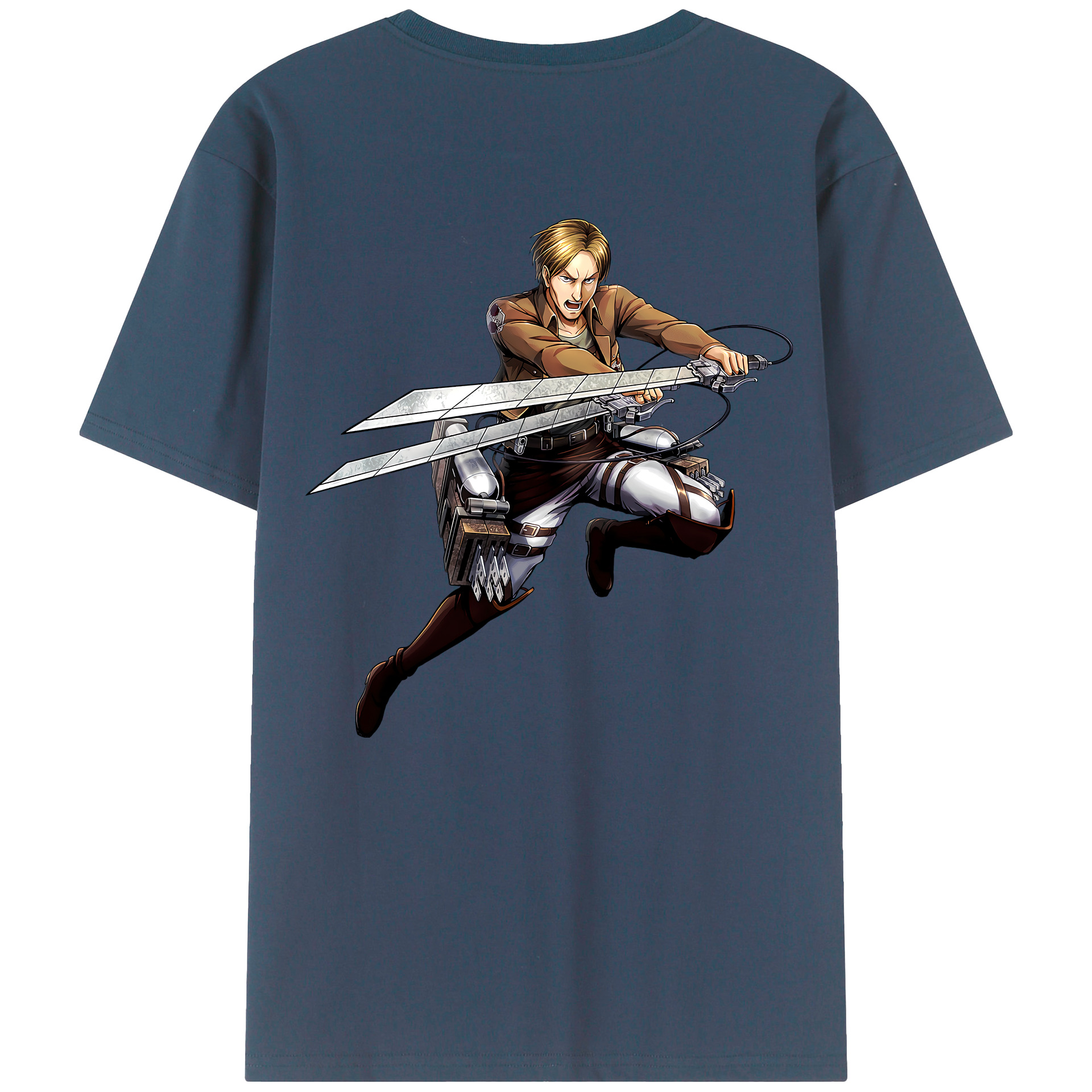 （画像用） 進撃の巨人 Attack on Titan 綿100％ メンズ半袖Tシャツ（バックプリント） 通気性