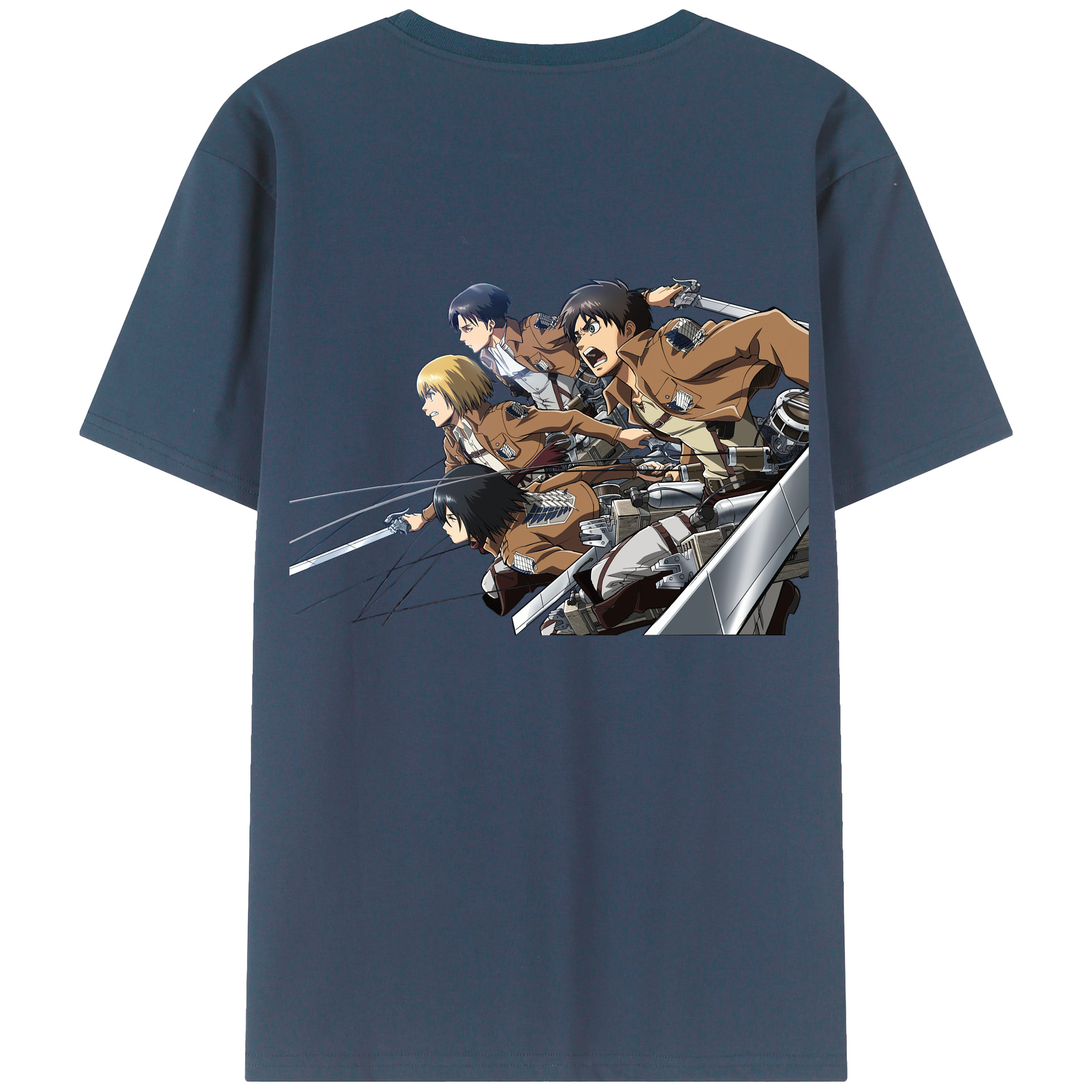 （画像用） 進撃の巨人 Attack on Titan 綿100％ メンズ半袖Tシャツ（バックプリント） 通気性