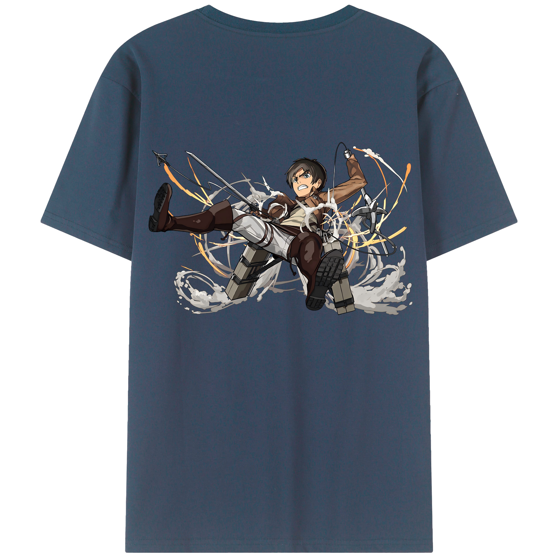 （画像用） 進撃の巨人 エレン･イェーガー Attack on Titan Eren Jäger 綿100％ メンズ半袖Tシャツ（バックプリント） 通気性