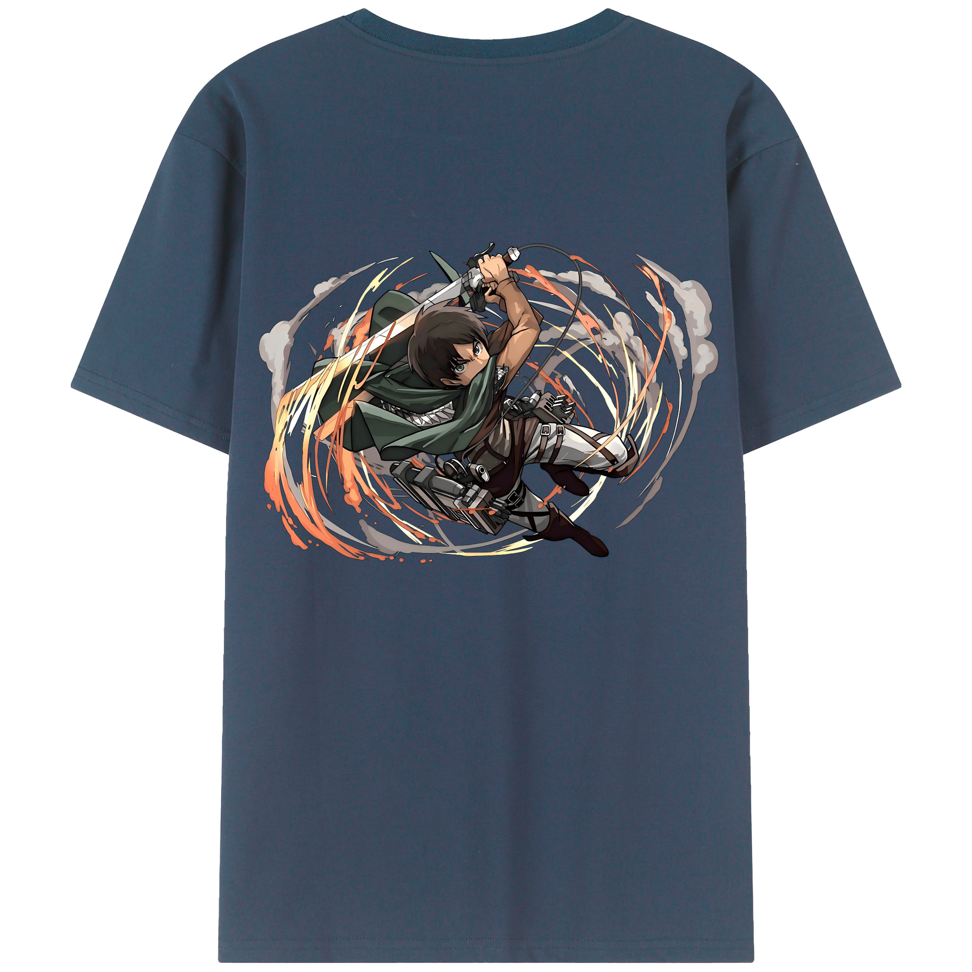（画像用） 進撃の巨人 エレン･イェーガー Attack on Titan Eren Jäger 綿100％ メンズ半袖Tシャツ（バックプリント） 通気性