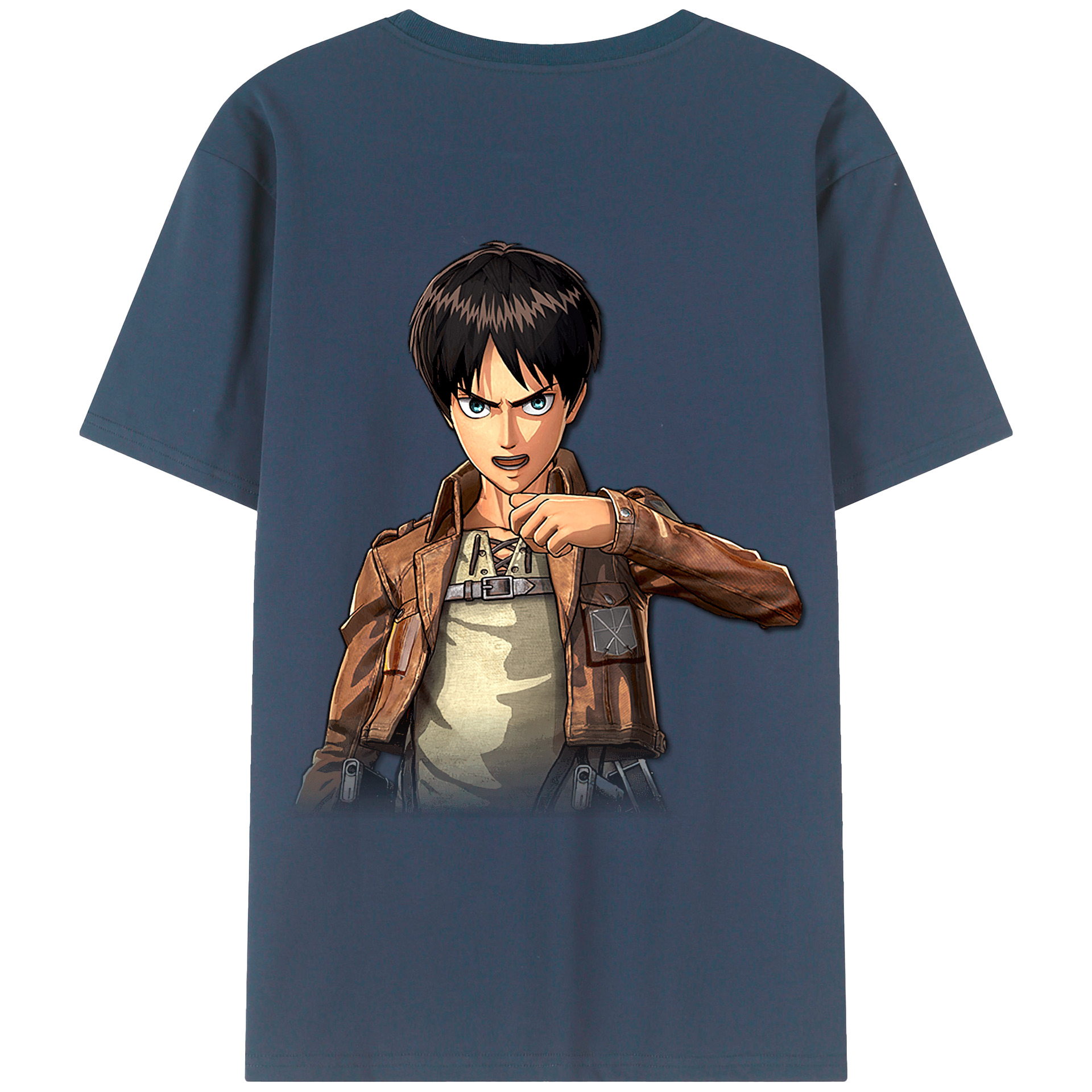 （画像用） 進撃の巨人 エレン･イェーガー Attack on Titan Eren Jäger 綿100％ メンズ半袖Tシャツ（バックプリント） 通気性
