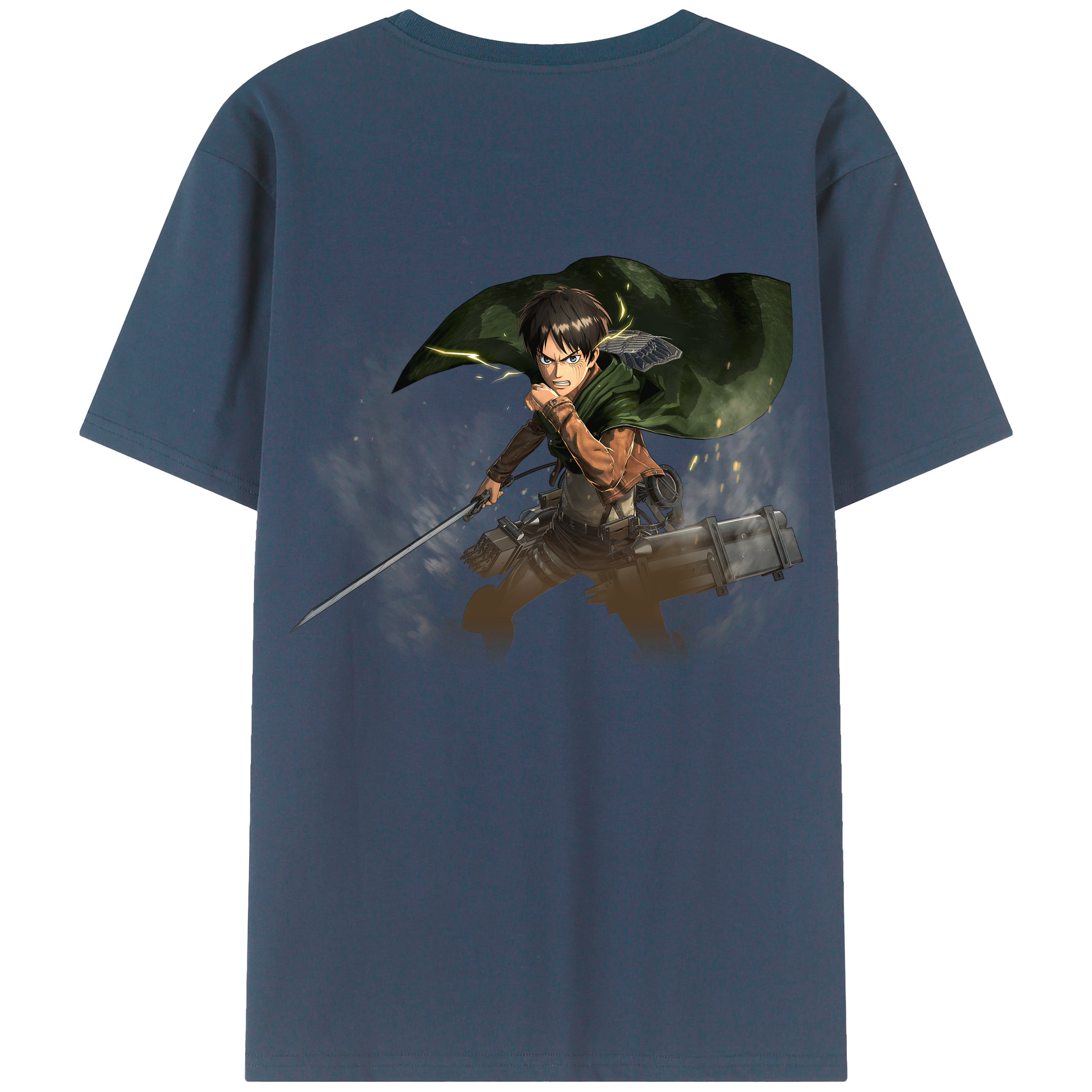 （画像用） 進撃の巨人 エレン･イェーガー Attack on Titan Eren Jäger 綿100％ メンズ半袖Tシャツ（バックプリント） 通気性