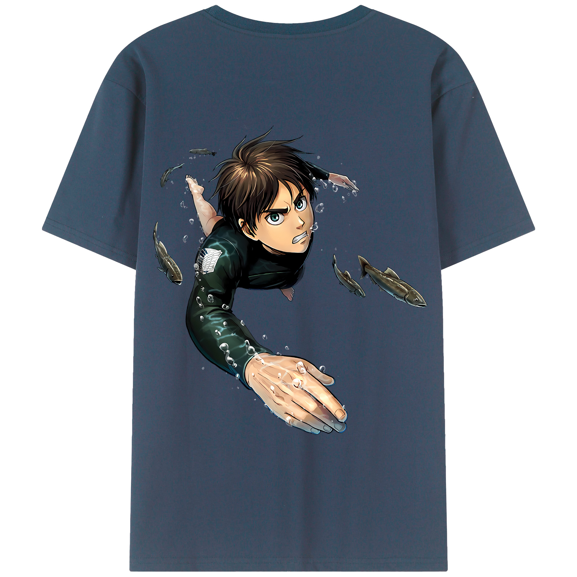 （画像用） 進撃の巨人 エレン･イェーガー Attack on Titan Eren Jäger 綿100％ メンズ半袖Tシャツ（バックプリント） 通気性