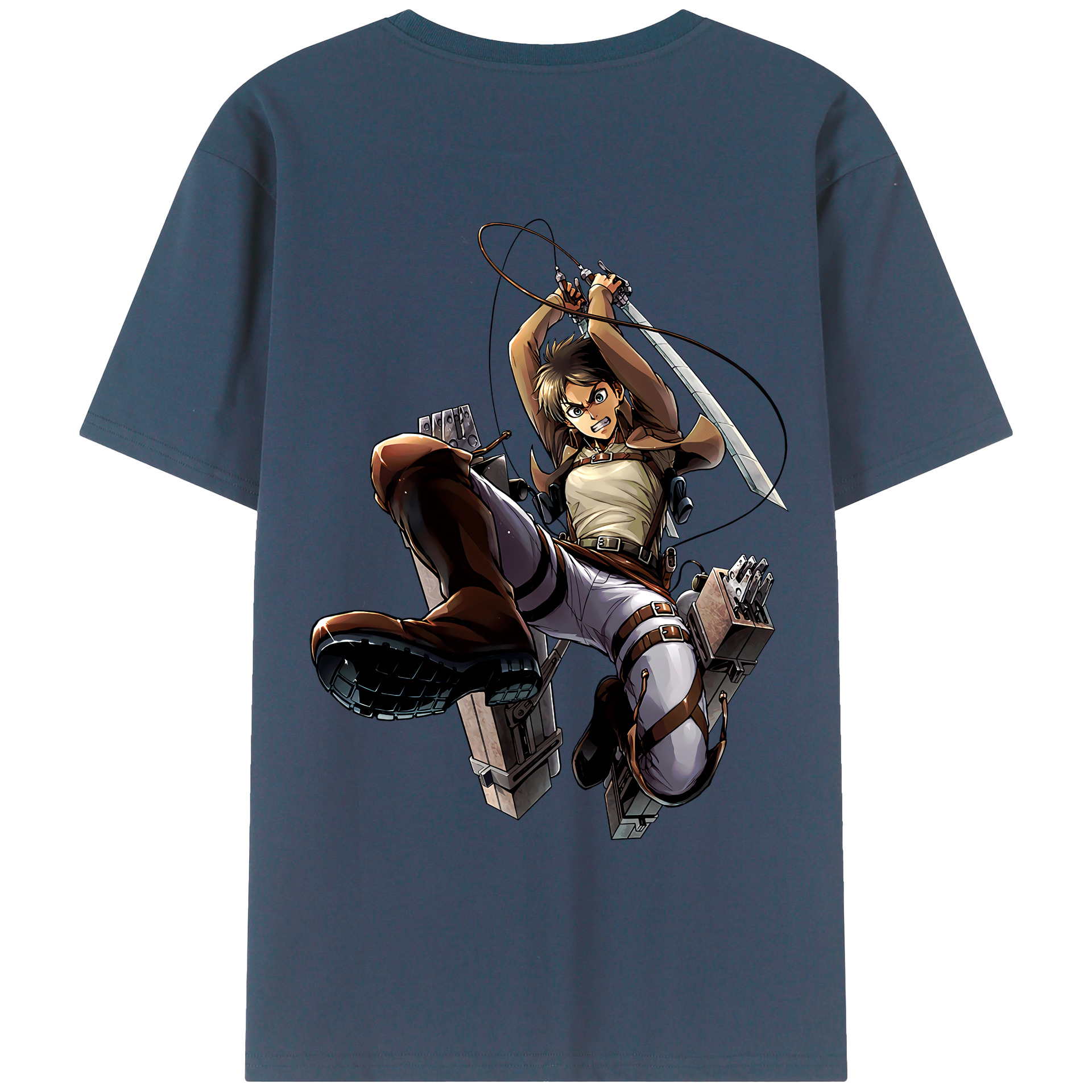 （画像用） 進撃の巨人 エレン･イェーガー Attack on Titan Eren Jäger 綿100％ メンズ半袖Tシャツ（バックプリント） 通気性