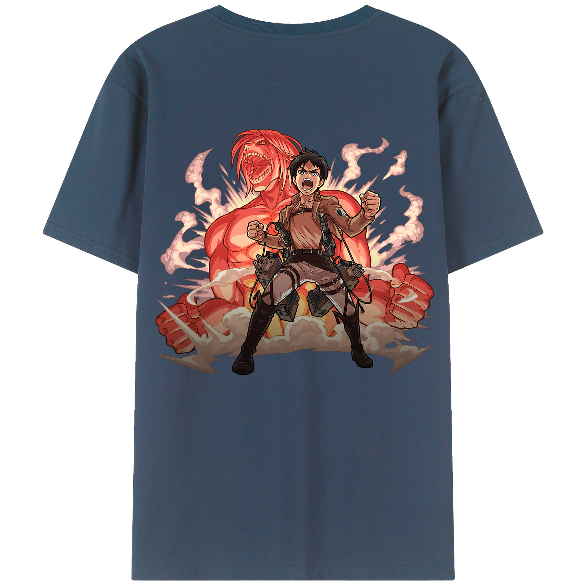 （画像用） 進撃の巨人 エレン･イェーガー Attack on Titan Eren Jäger 綿100％ メンズ半袖Tシャツ（バックプリント） 通気性