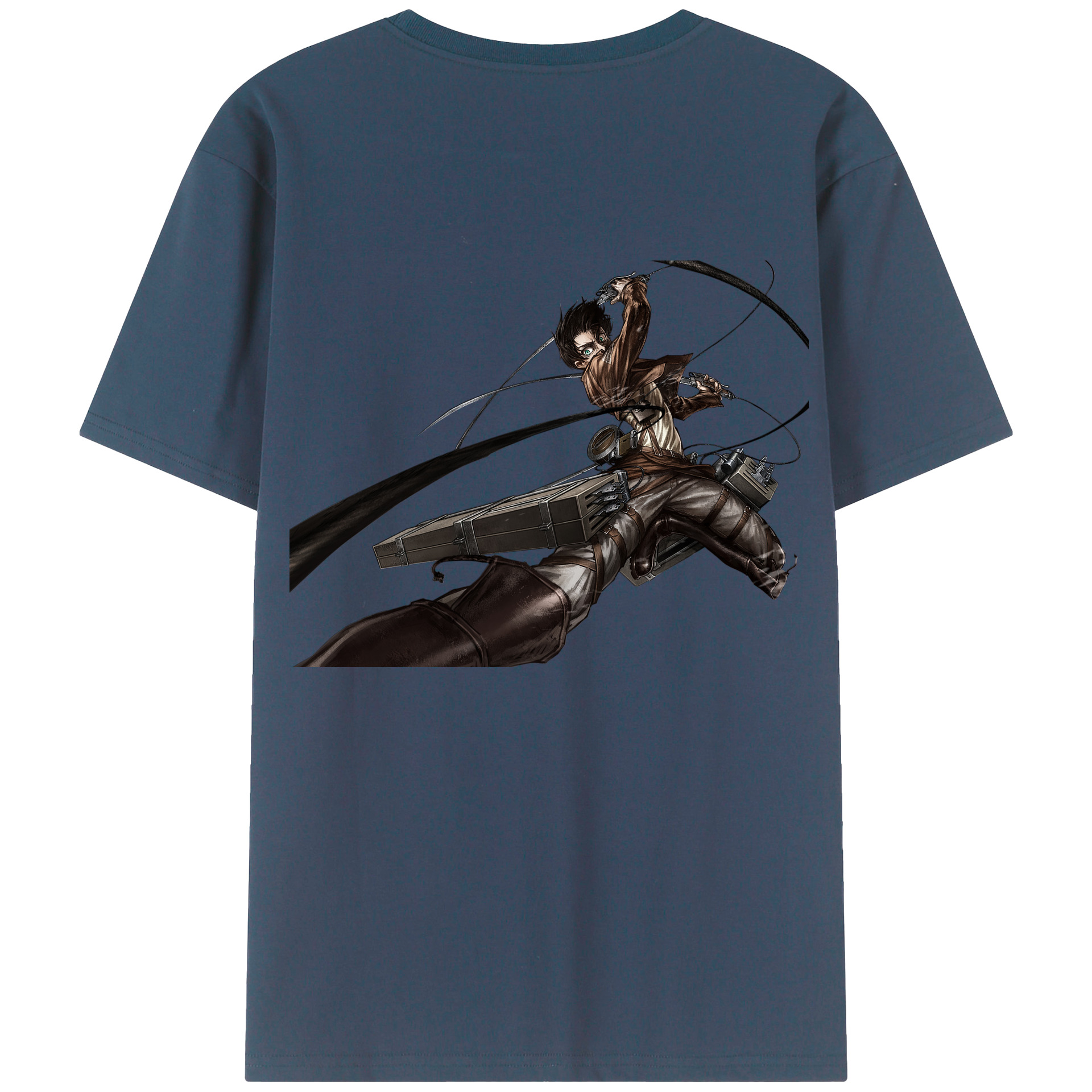 （画像用） 進撃の巨人 エレン･イェーガー Attack on Titan Eren Jäger 綿100％ メンズ半袖Tシャツ（バックプリント） 通気性