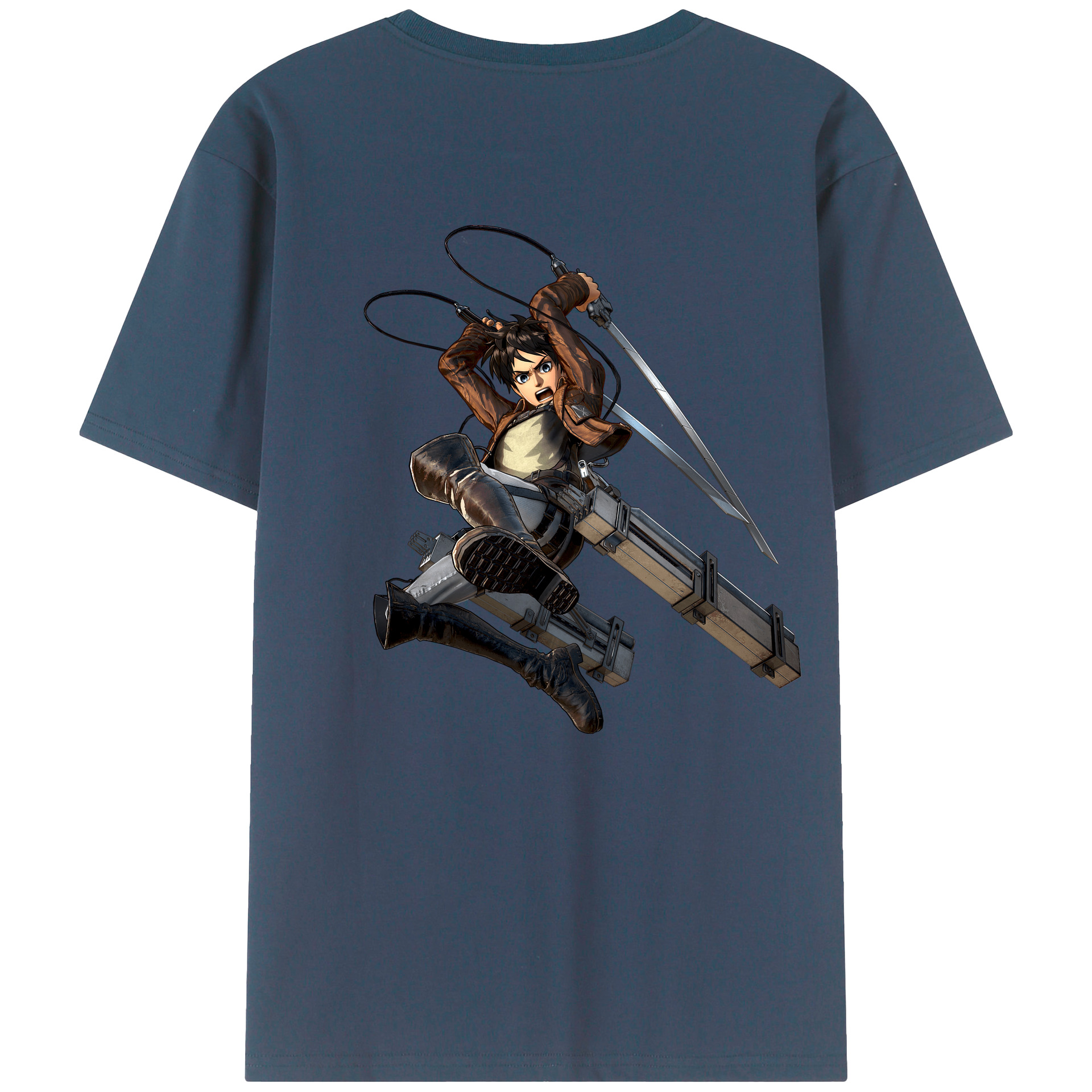 （画像用） 進撃の巨人 エレン･イェーガー Attack on Titan Eren Jäger 綿100％ メンズ半袖Tシャツ（バックプリント） 通気性