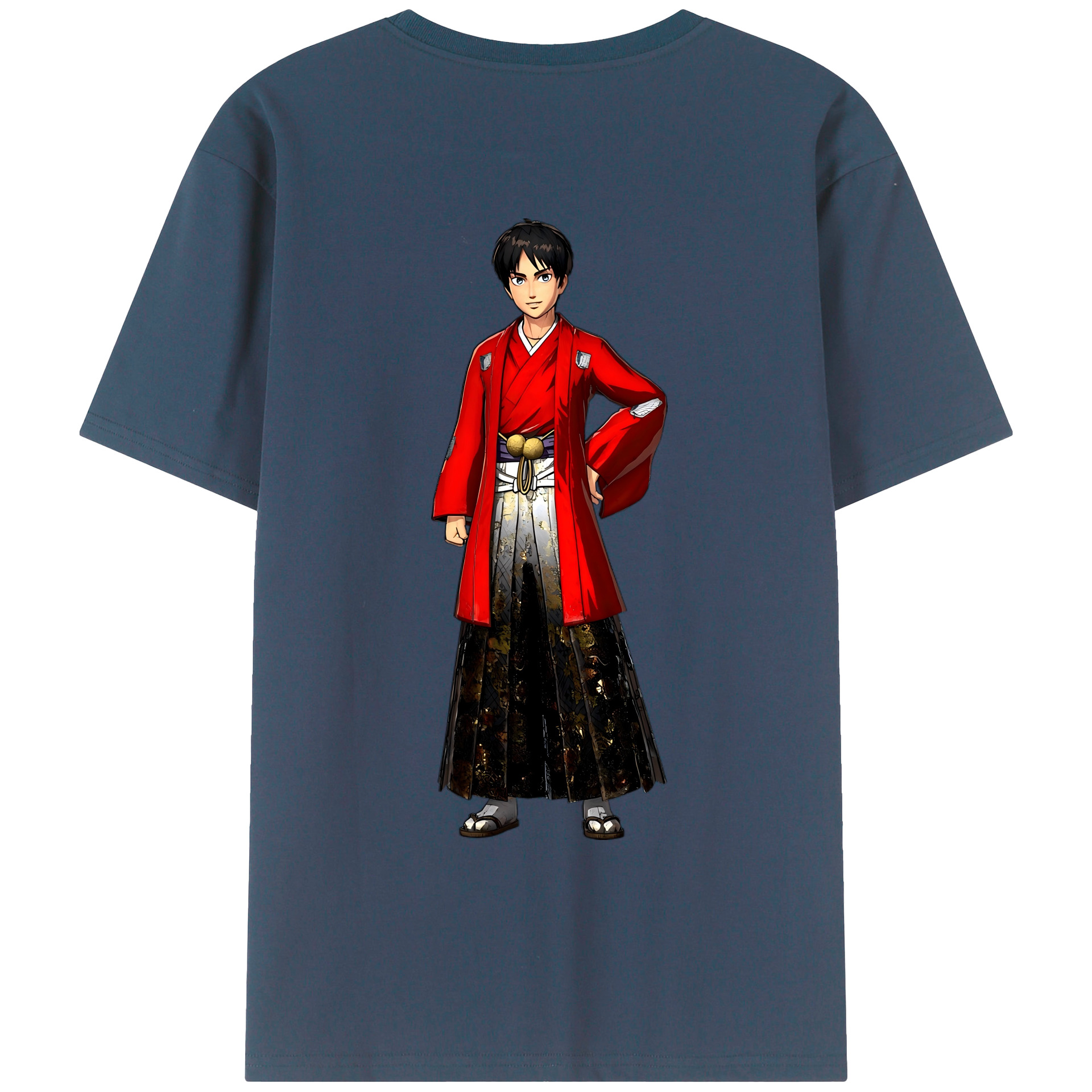 （画像用） 進撃の巨人 エレン･イェーガー Attack on Titan Eren Jäger 綿100％ メンズ半袖Tシャツ（バックプリント） 通気性